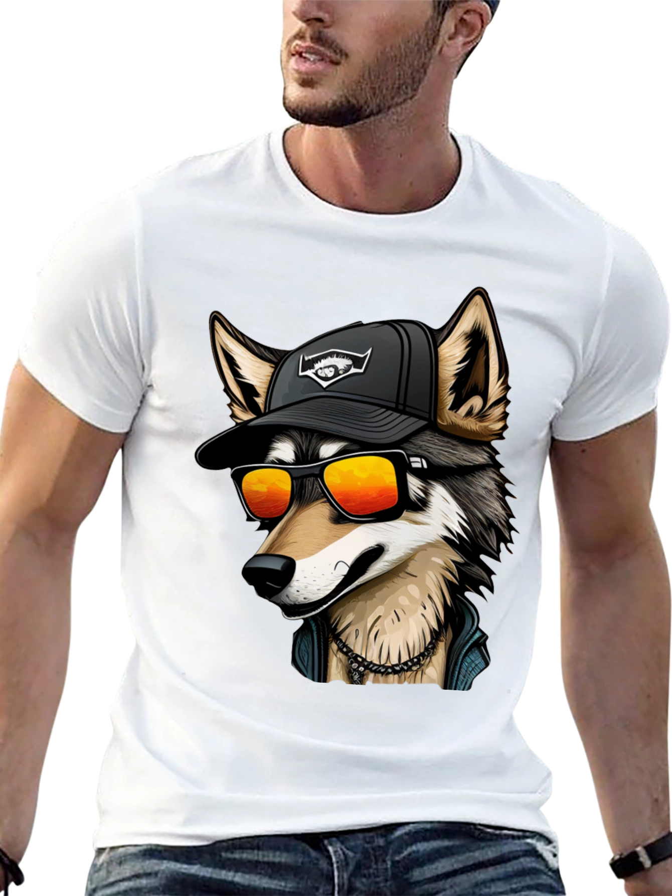 Cool Wolf Graphic Tee - Black
