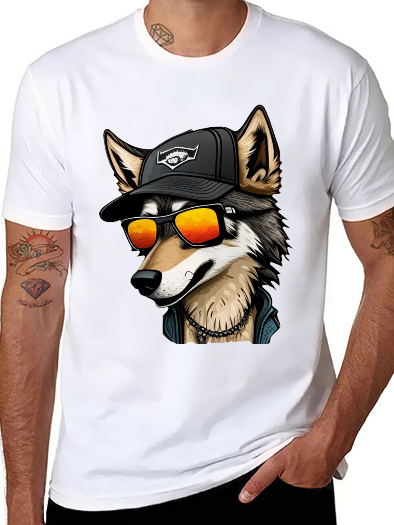 Cool Wolf Graphic Tee - Black