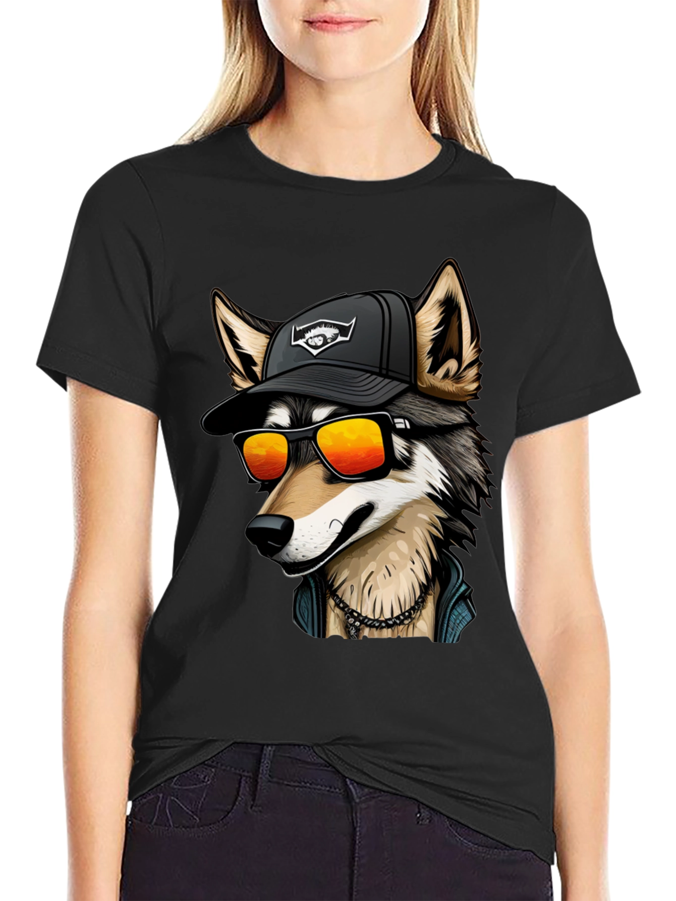 Cool Wolf Graphic Tee - Black