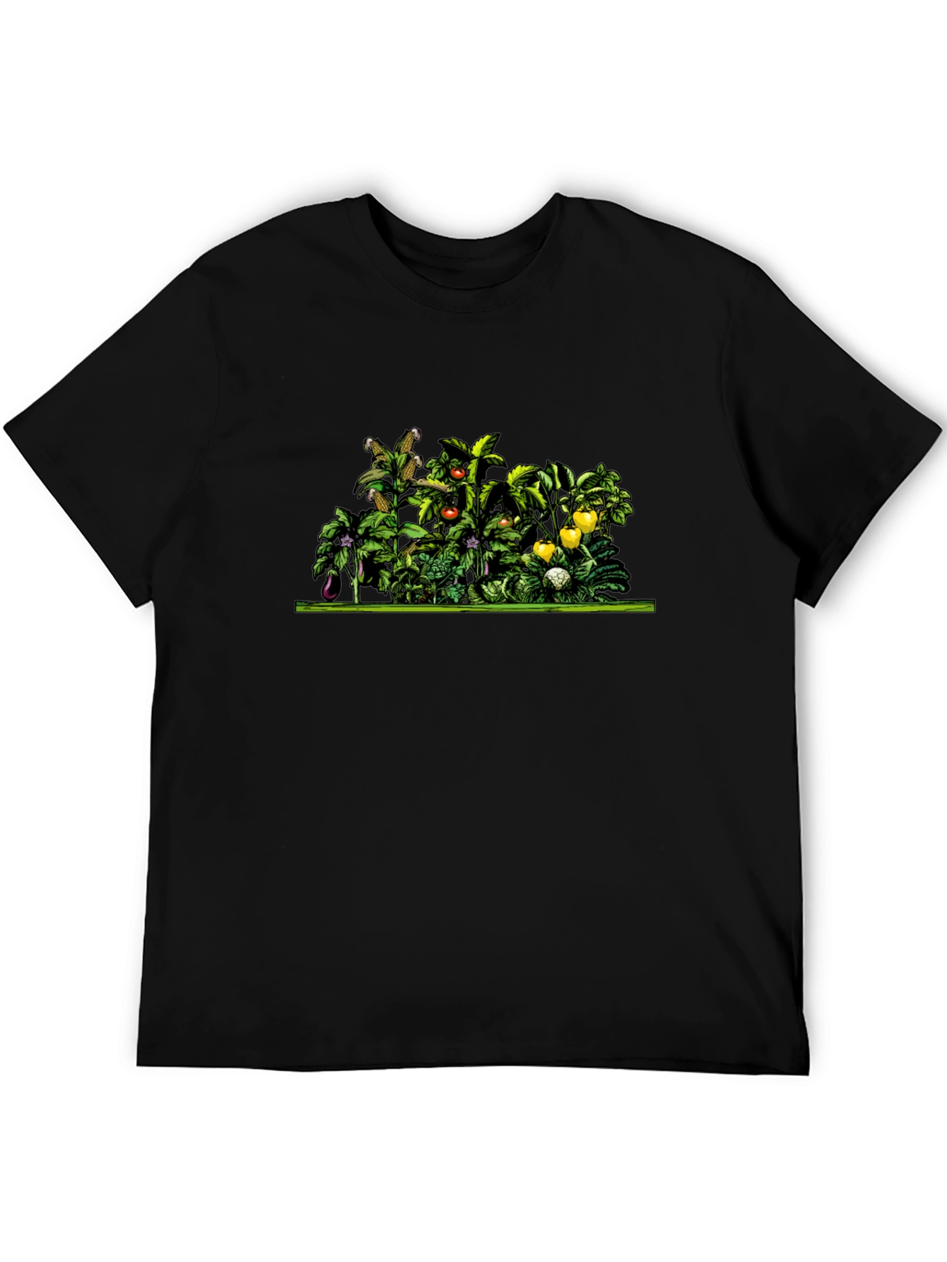 Vegetable Garden Print Black Tee