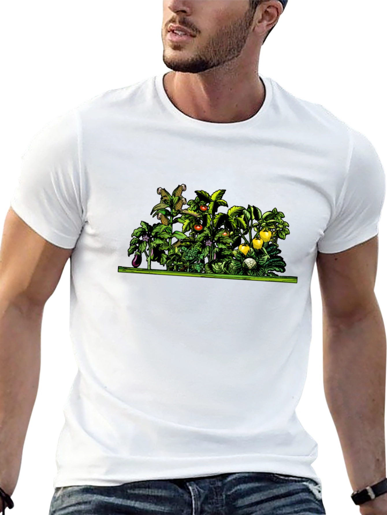 Vegetable Garden Print Black Tee