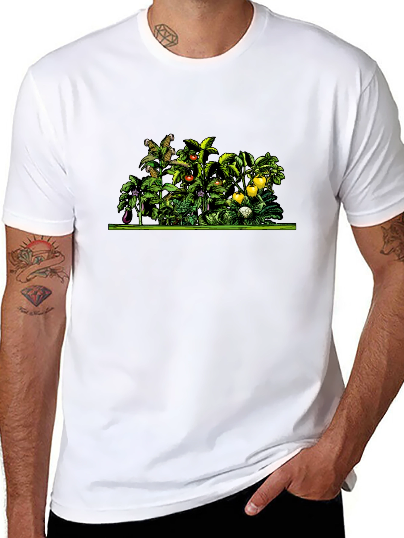 Vegetable Garden Print Black Tee