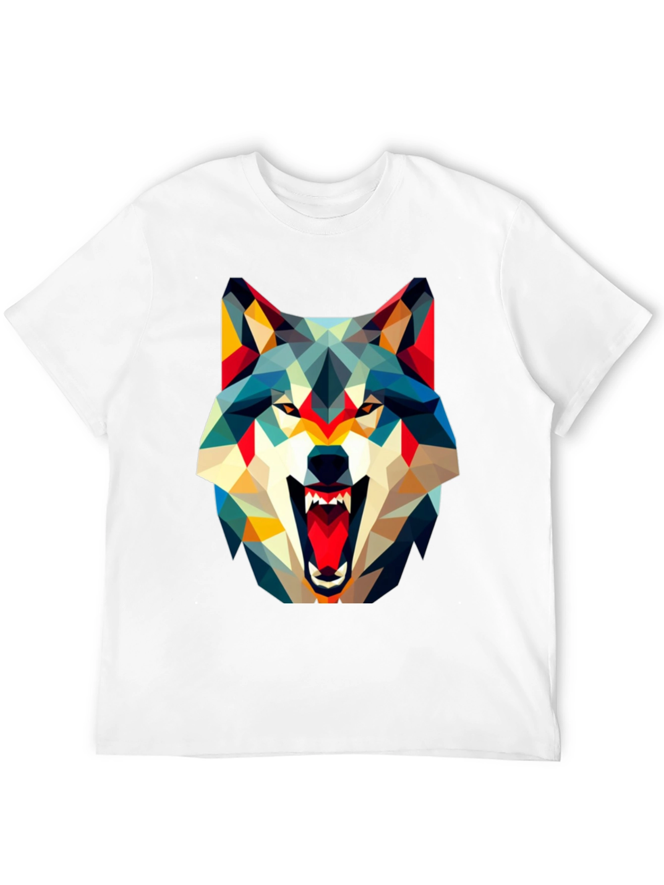 Geometric Wolf Graphic Black T-Shirt