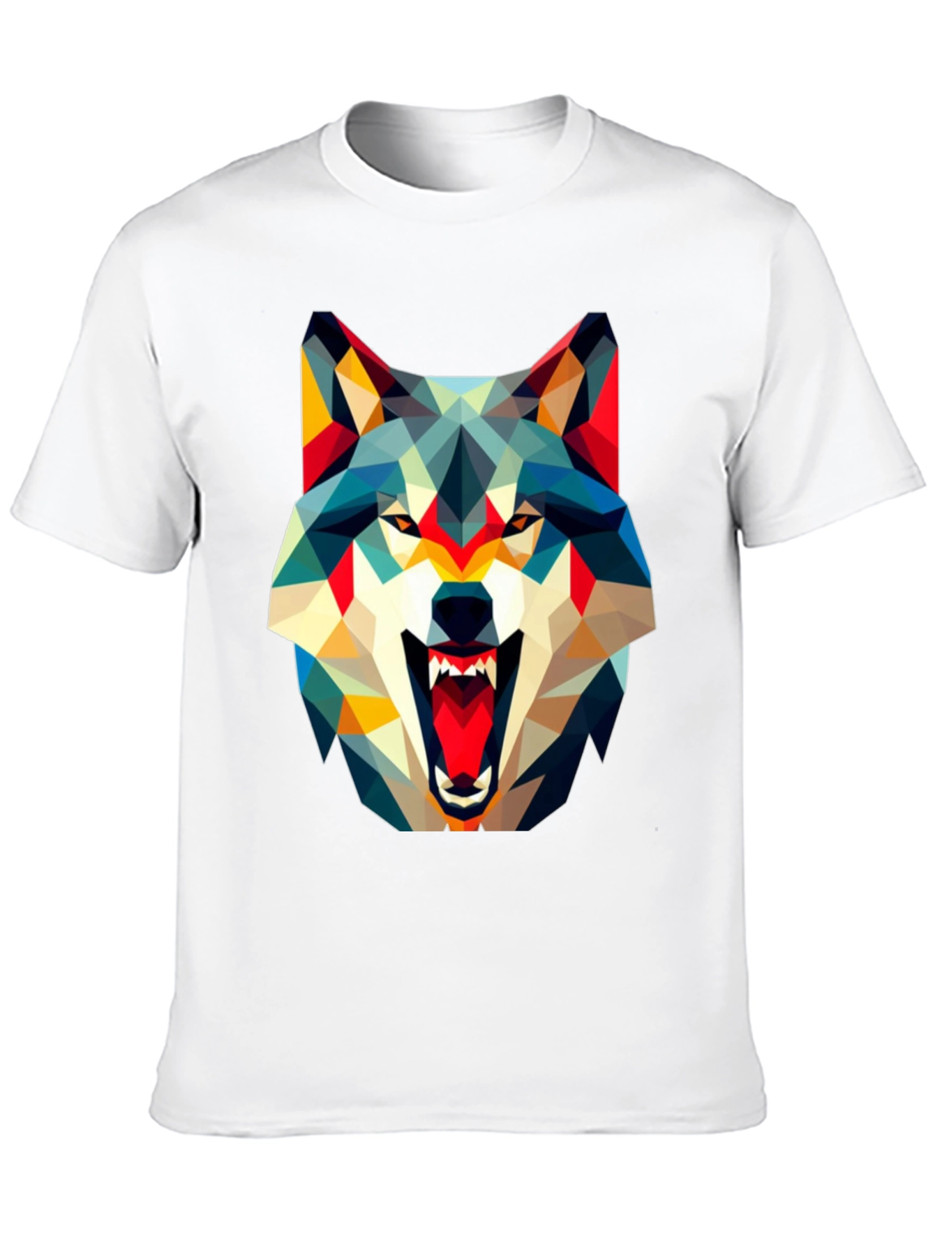 Geometric Wolf Graphic Black T-Shirt