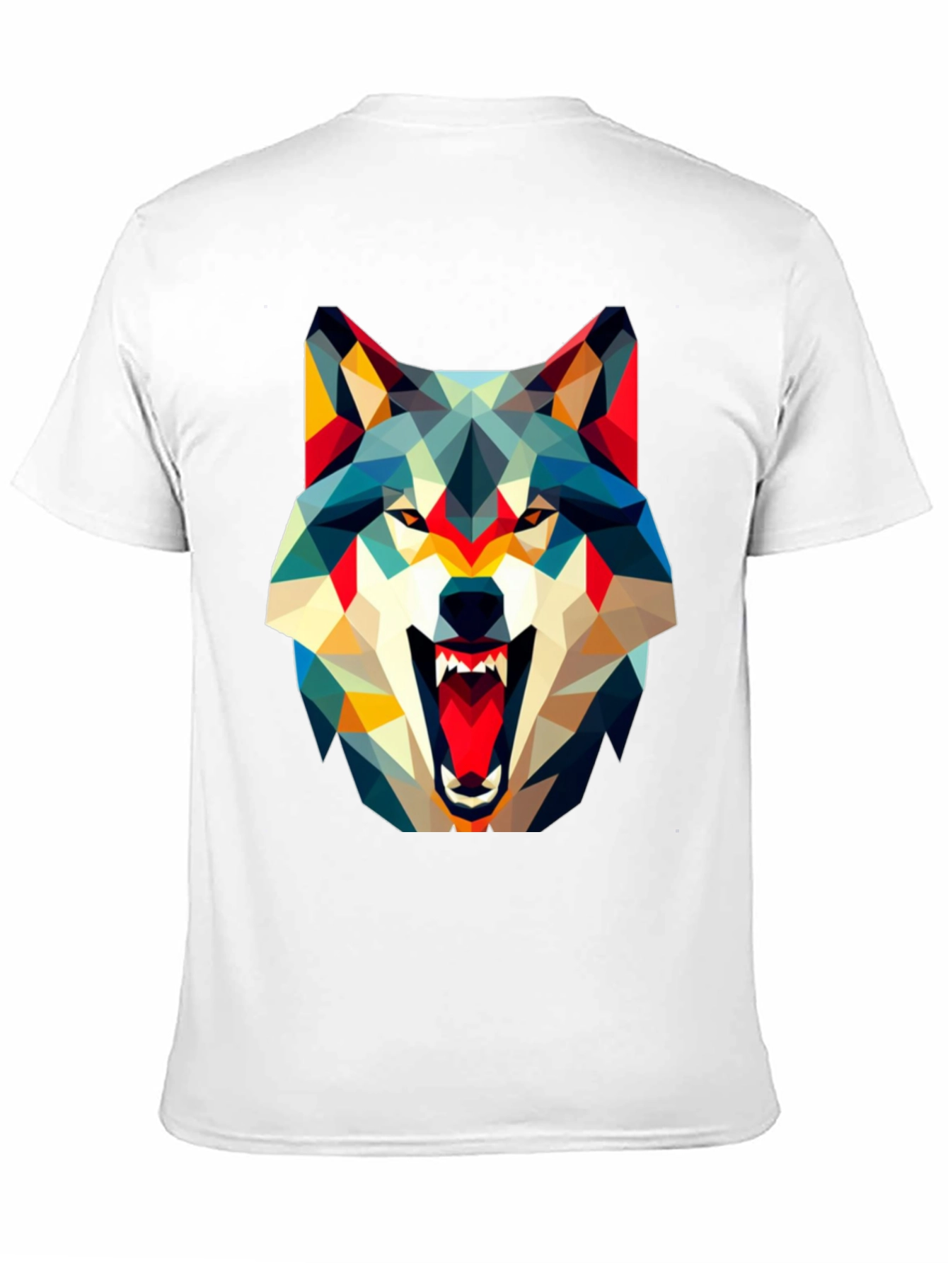 Geometric Wolf Graphic Black T-Shirt