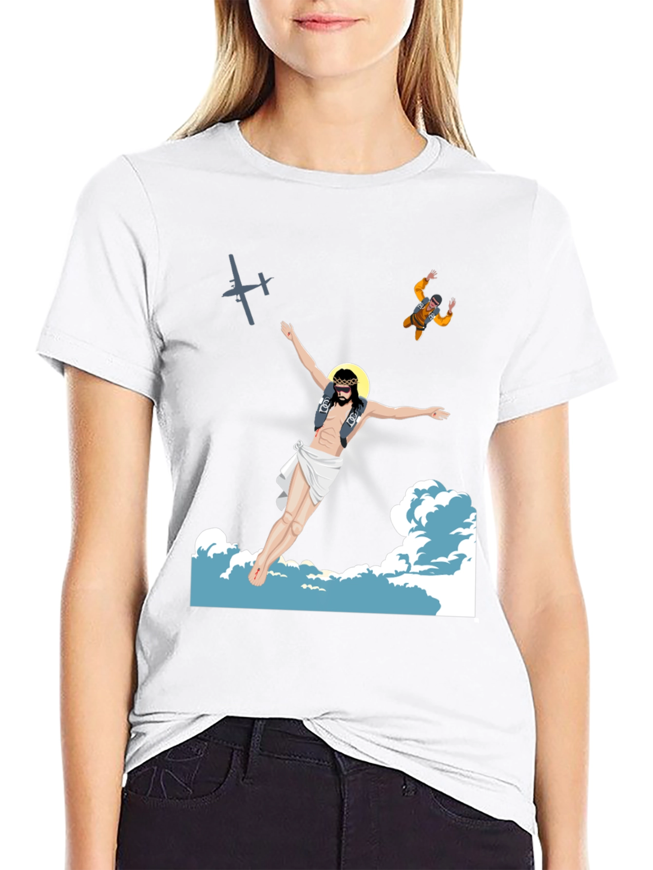 Skydiving Jesus Graphic Tee