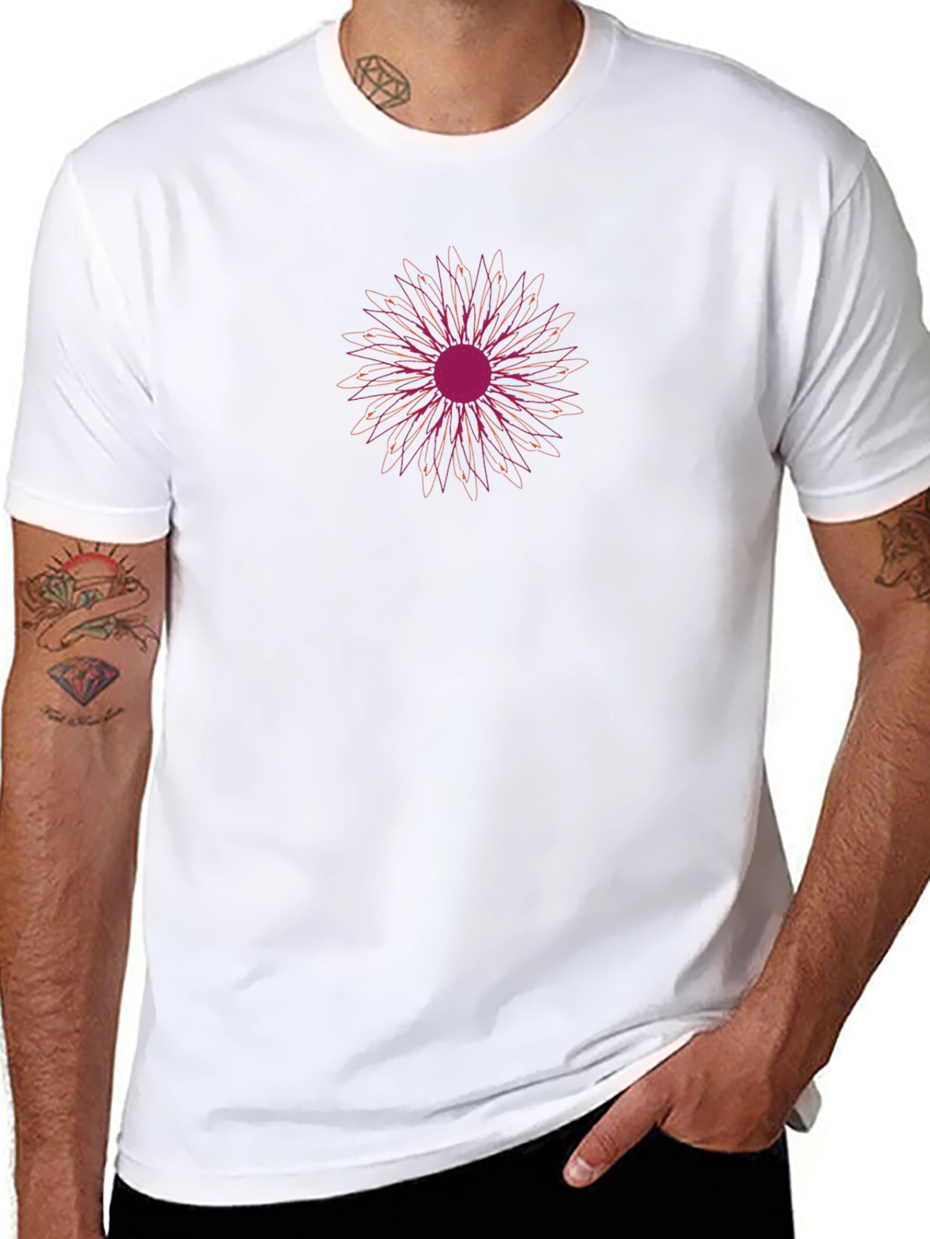 Black Tee with Abstract Floral Design