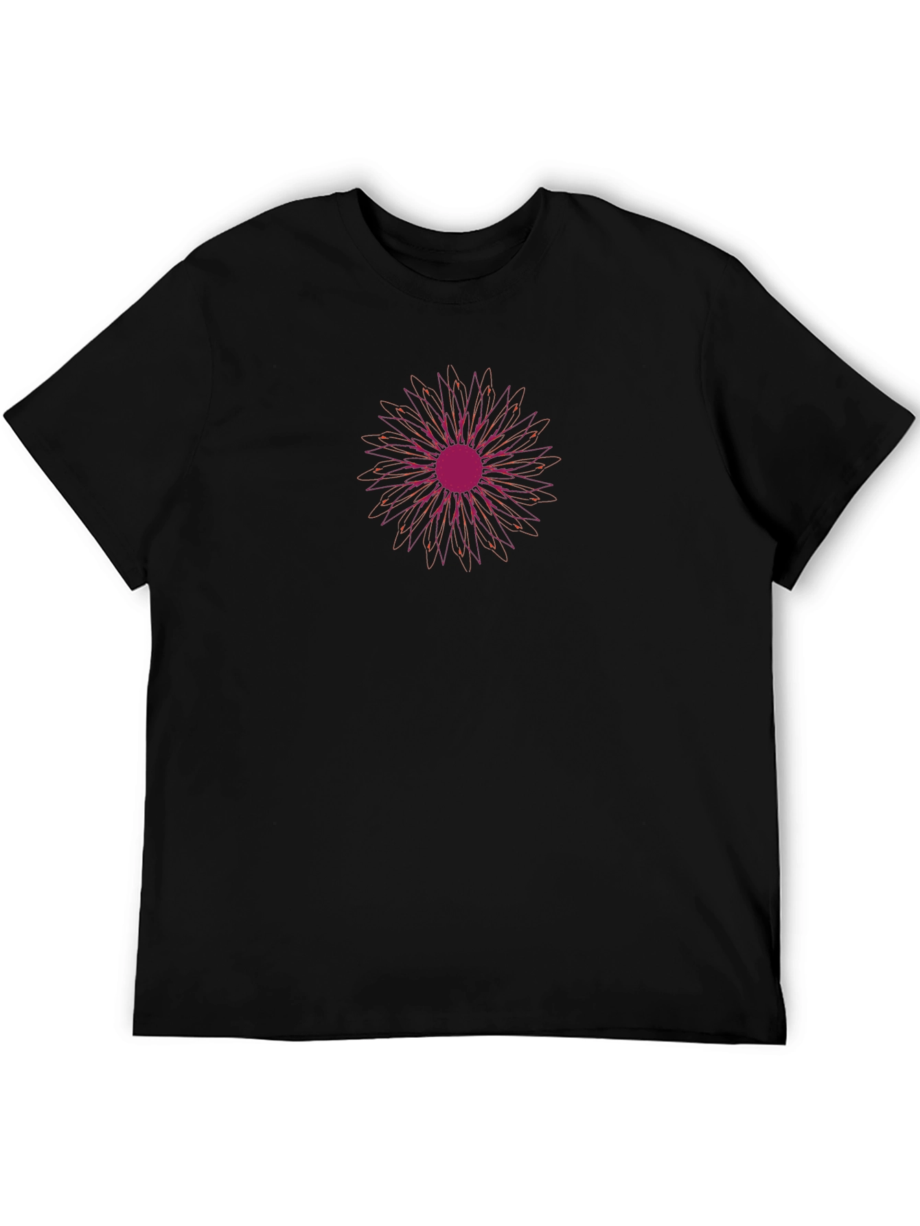 Black Tee with Abstract Floral Design