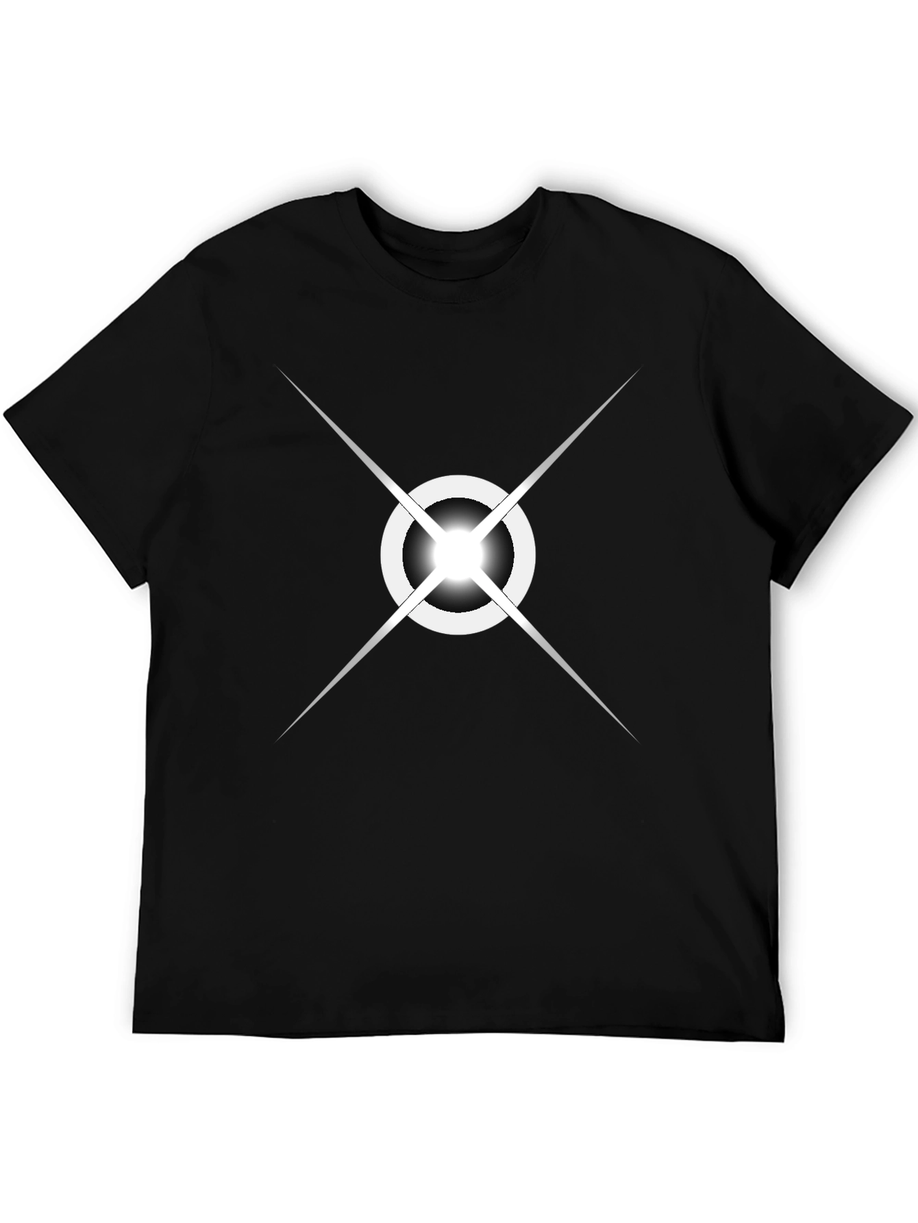 Stylish Black Tee with Geometric Starburst Design