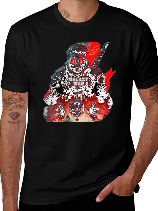 Galaxy War Graphic Tee - Bold Black Cotton T-Shirt