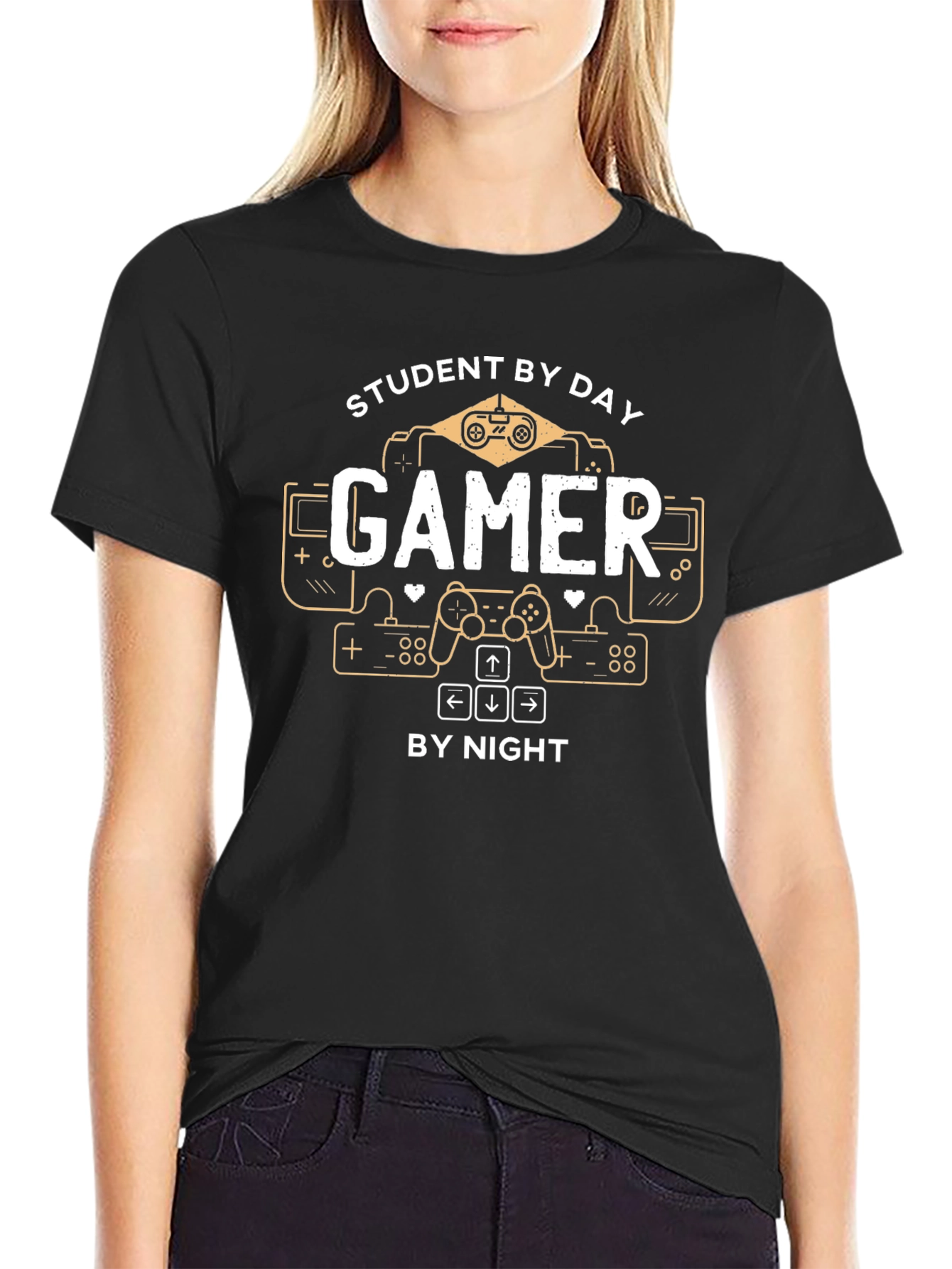 Student By Day Gamer By Night T-Shirt - Black