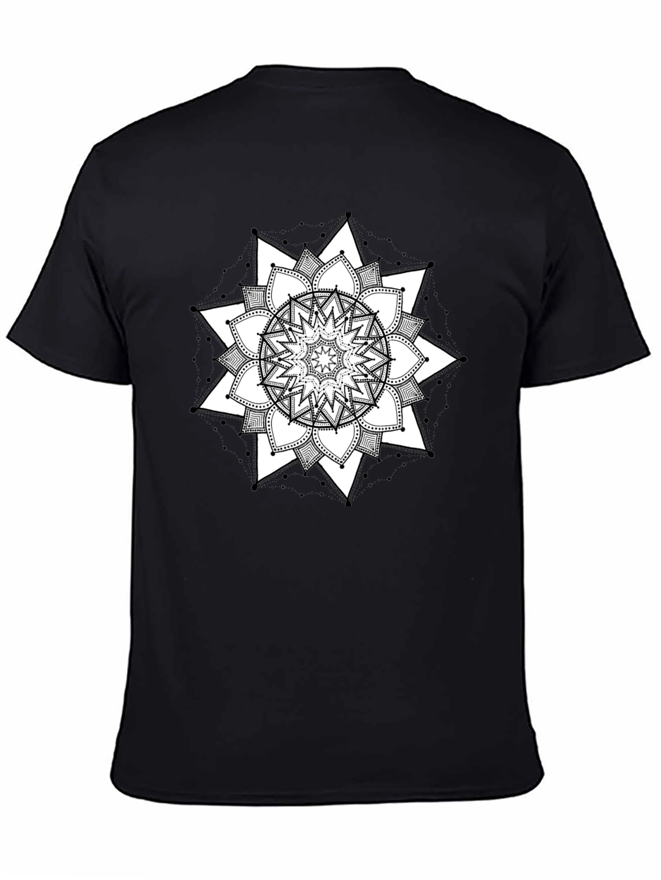 Black Mandala T-Shirt - Geometric Floral Design Tee