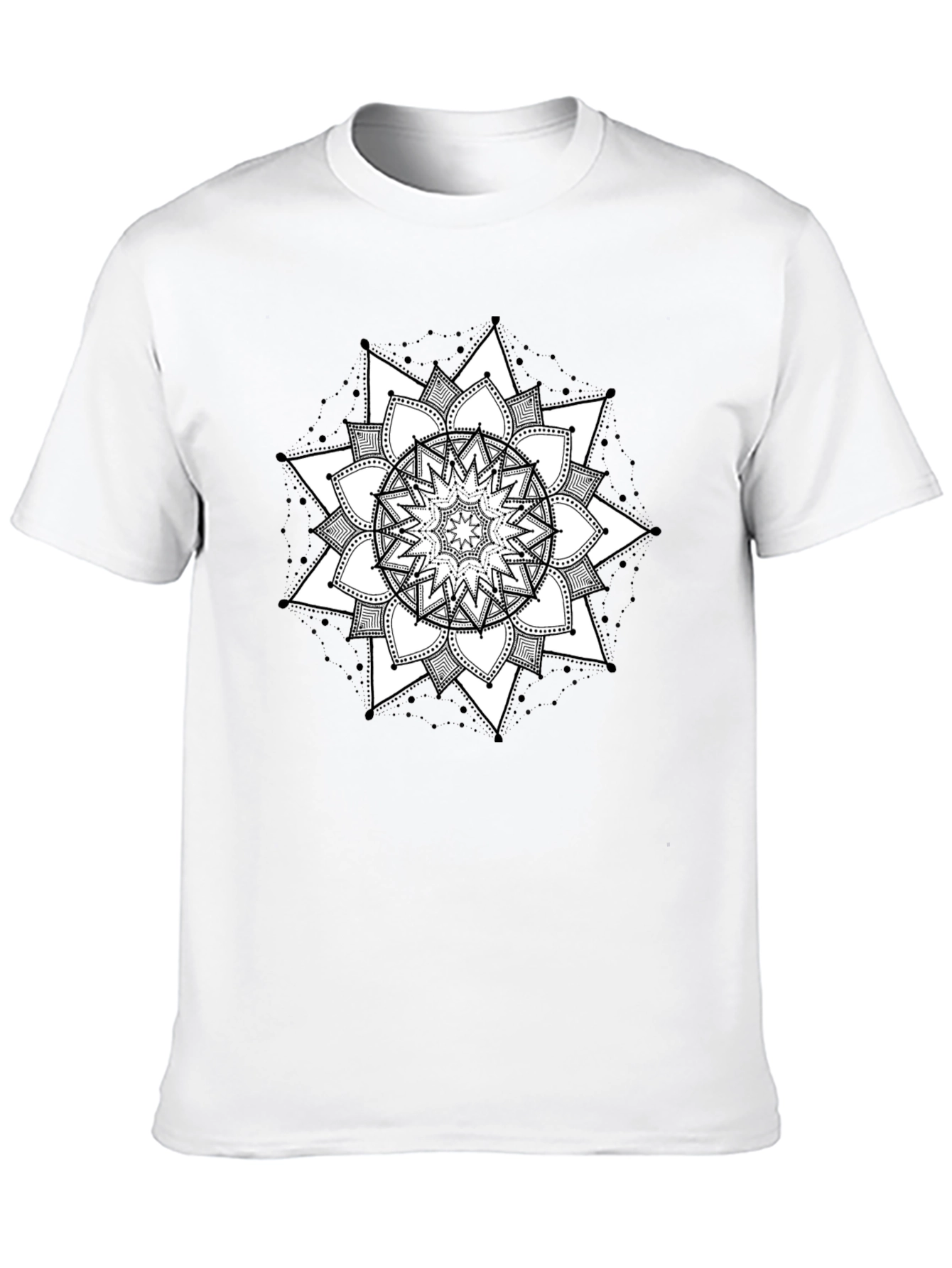 Black Mandala T-Shirt - Geometric Floral Design Tee