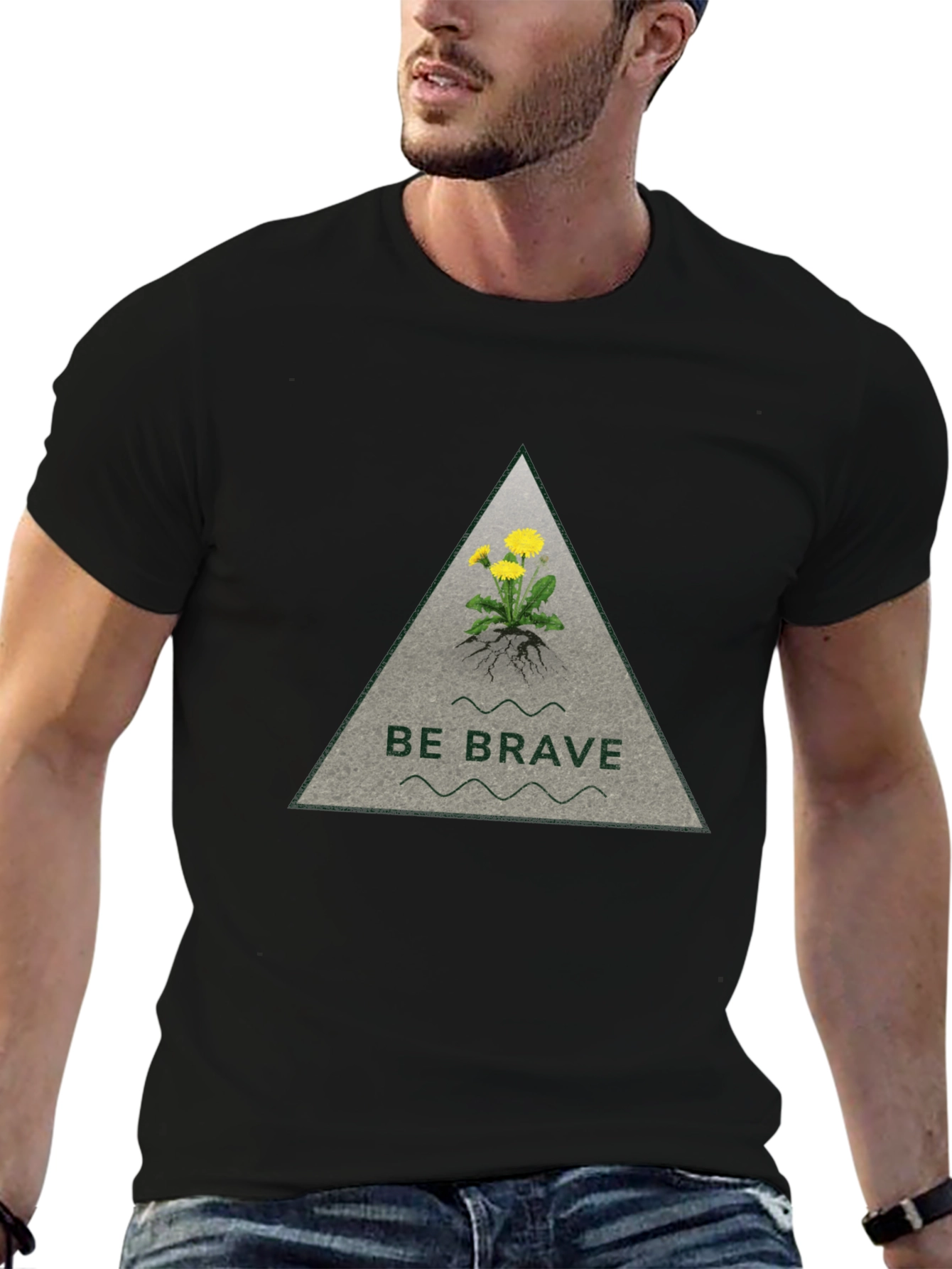 Be Brave Dandelion Graphic Tee - Black