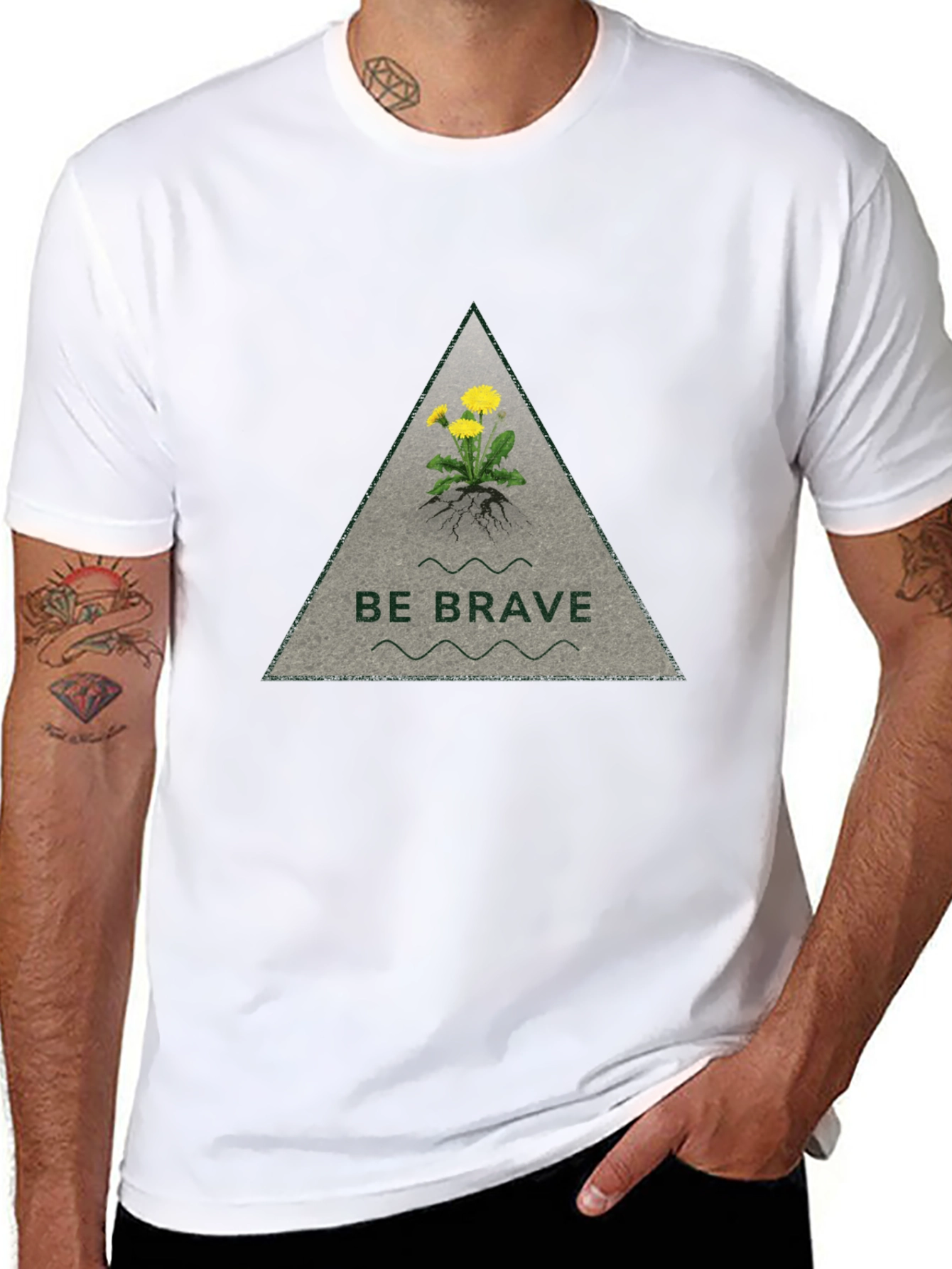 Be Brave Dandelion Graphic Tee - Black