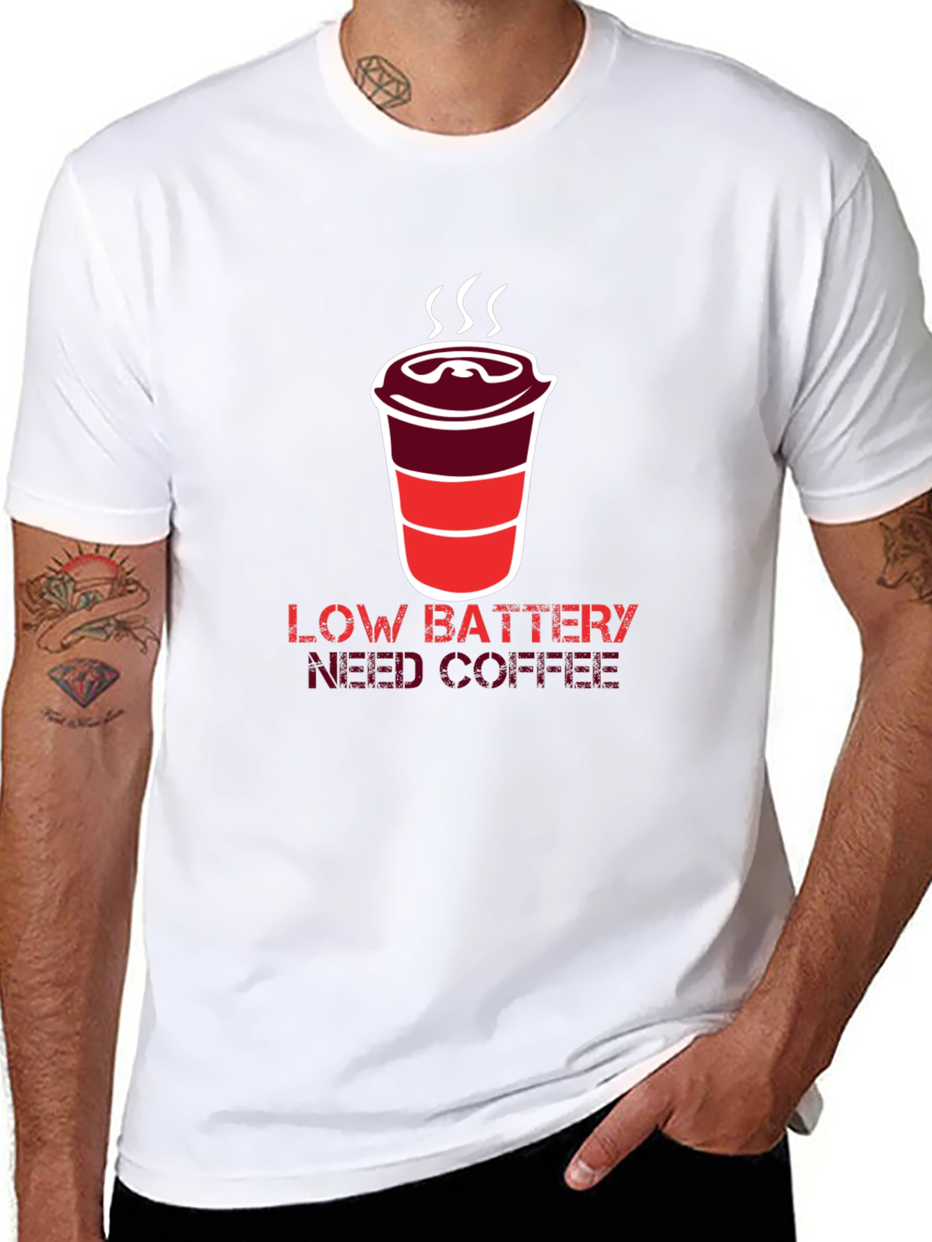 Low Battery Need Coffee Graphic T-Shirt