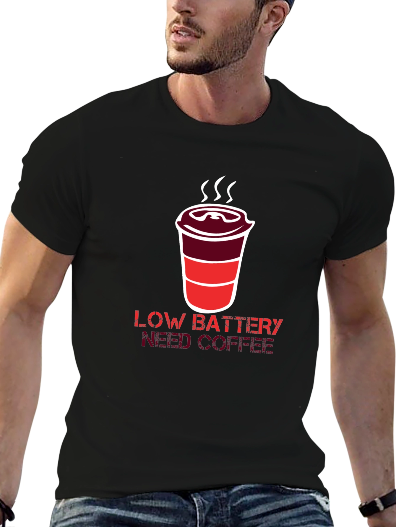 Low Battery Need Coffee Graphic T-Shirt