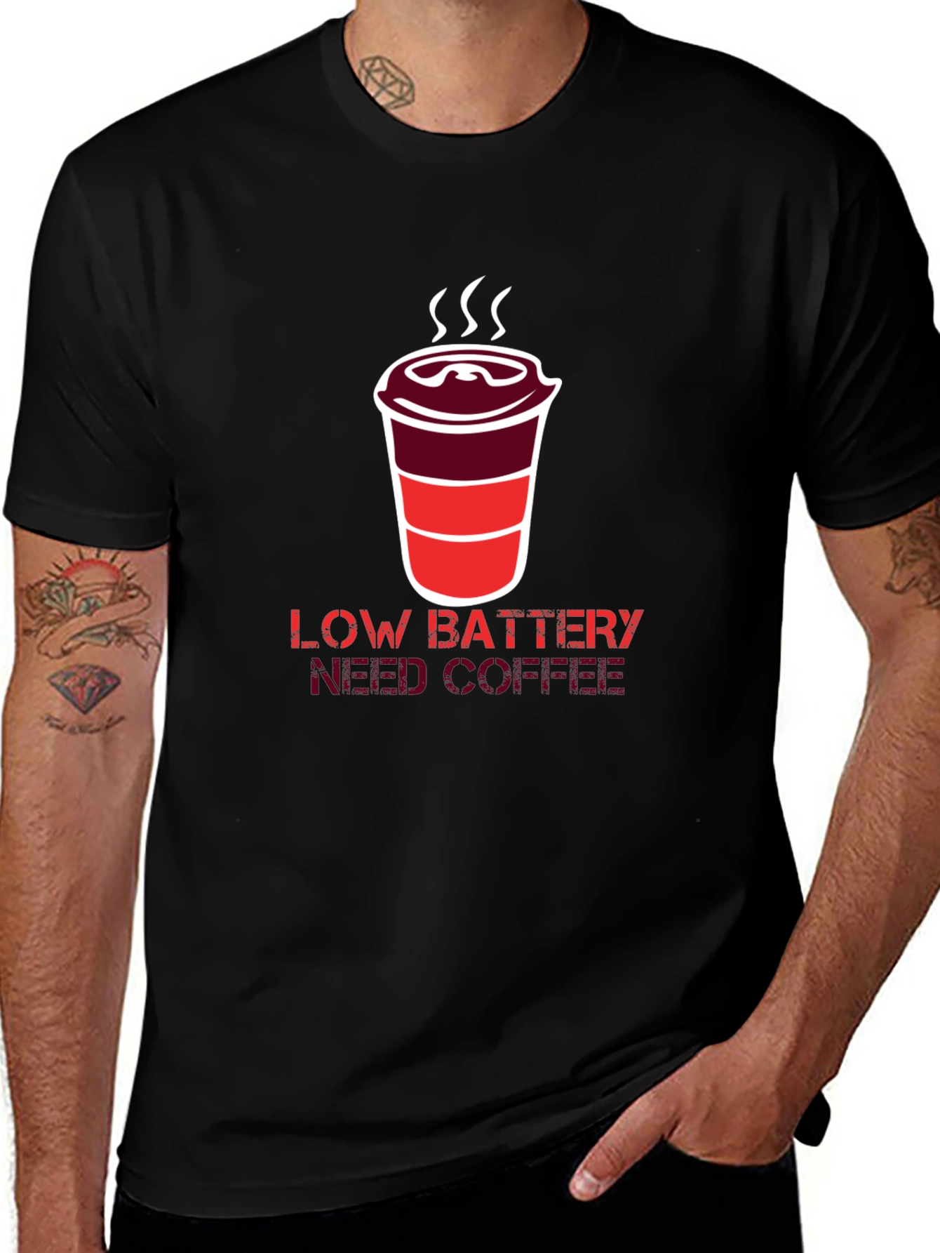 Low Battery Need Coffee Graphic T-Shirt