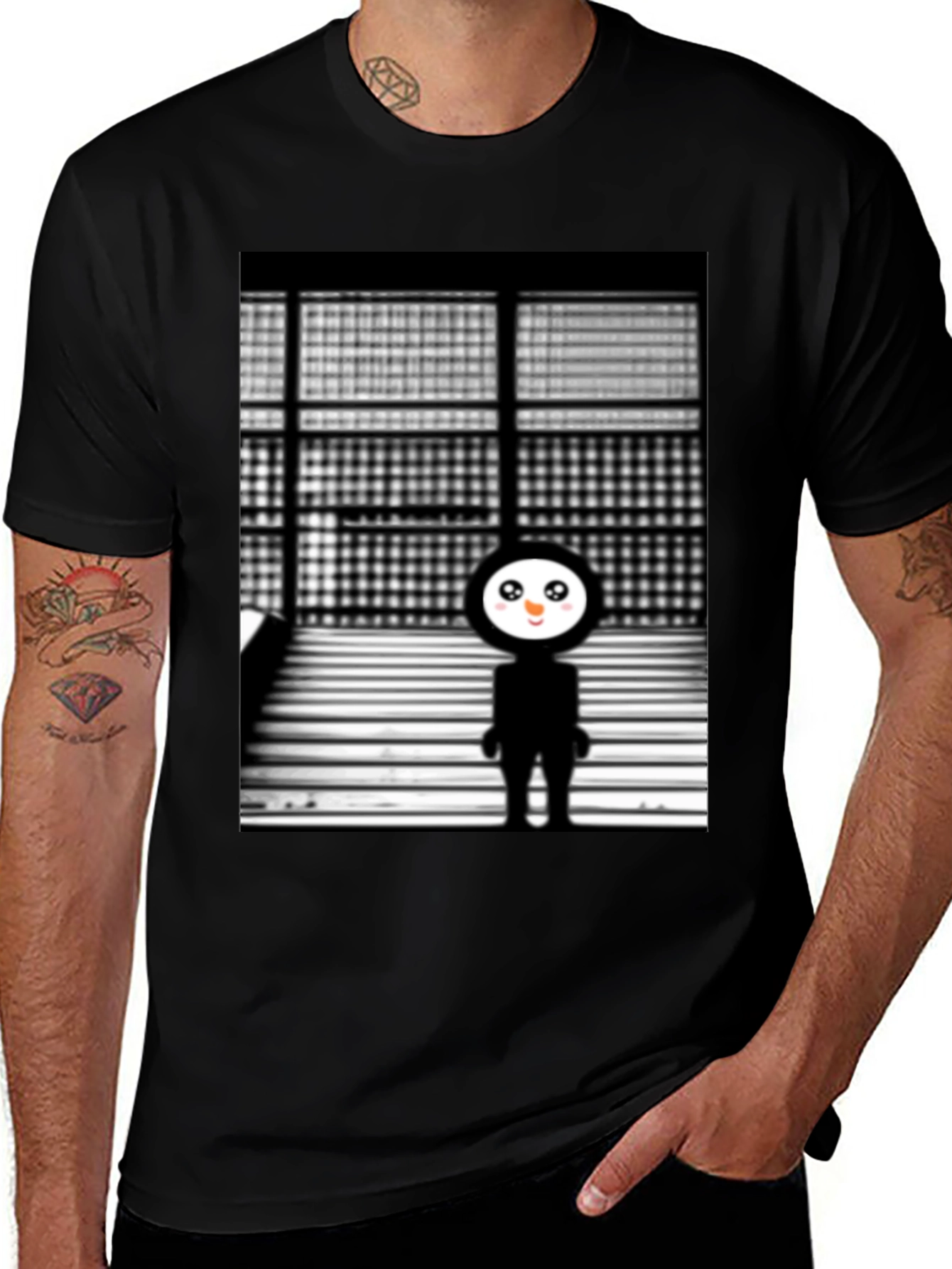 Modern Black T-Shirt with Graphic Design