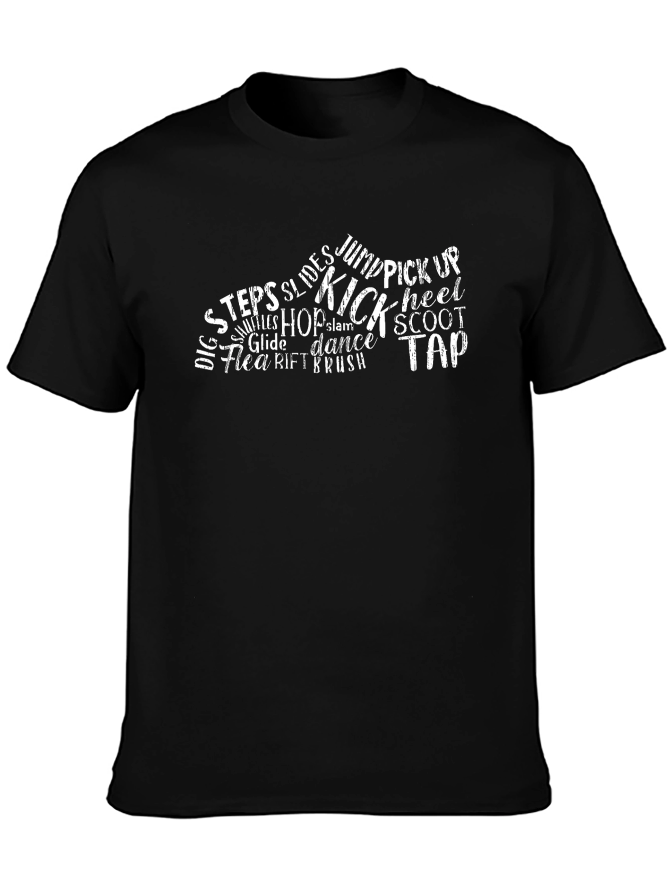 Dance Steps Typography Black Graphic T-Shirt