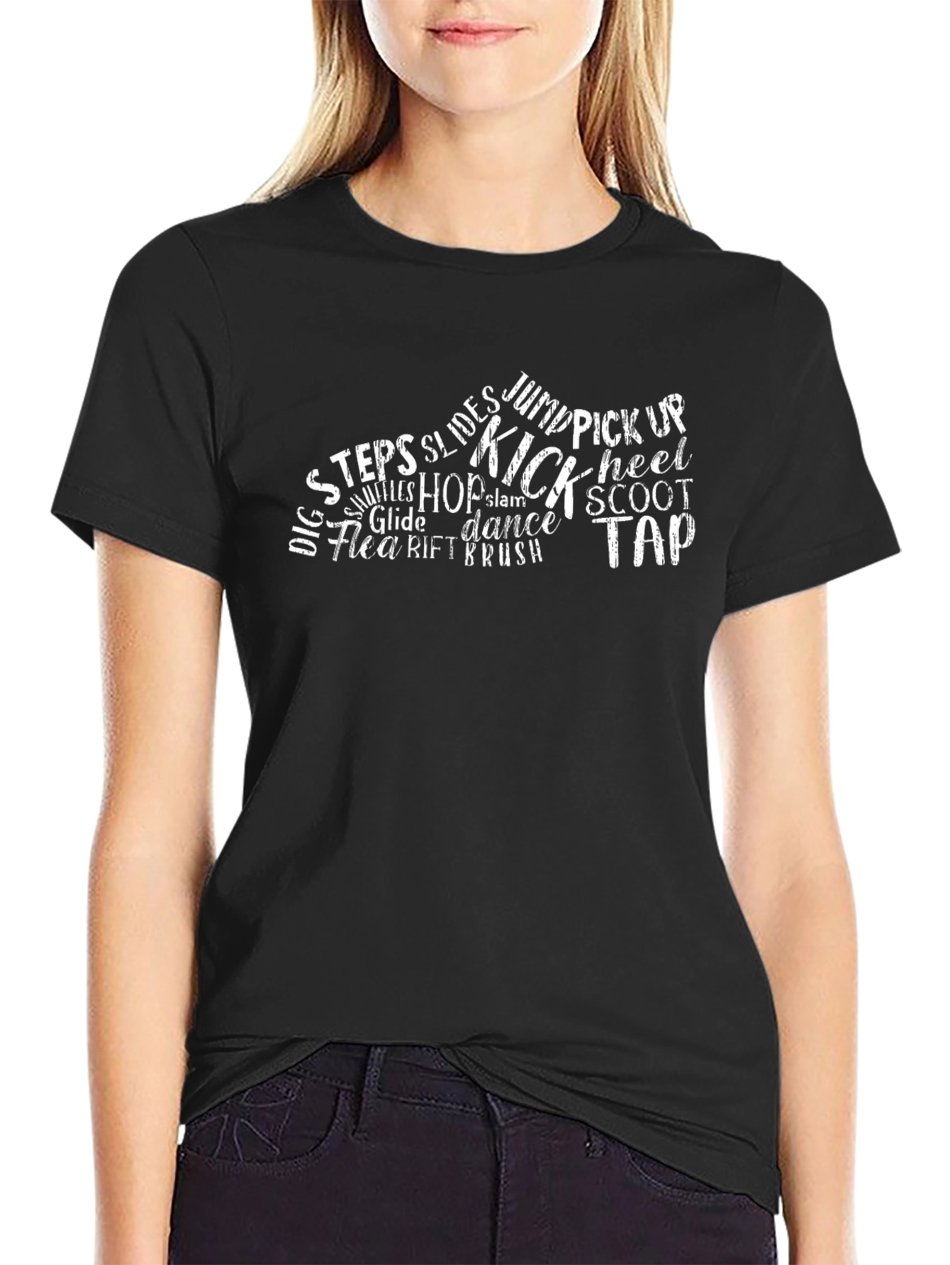 Dance Steps Typography Black Graphic T-Shirt