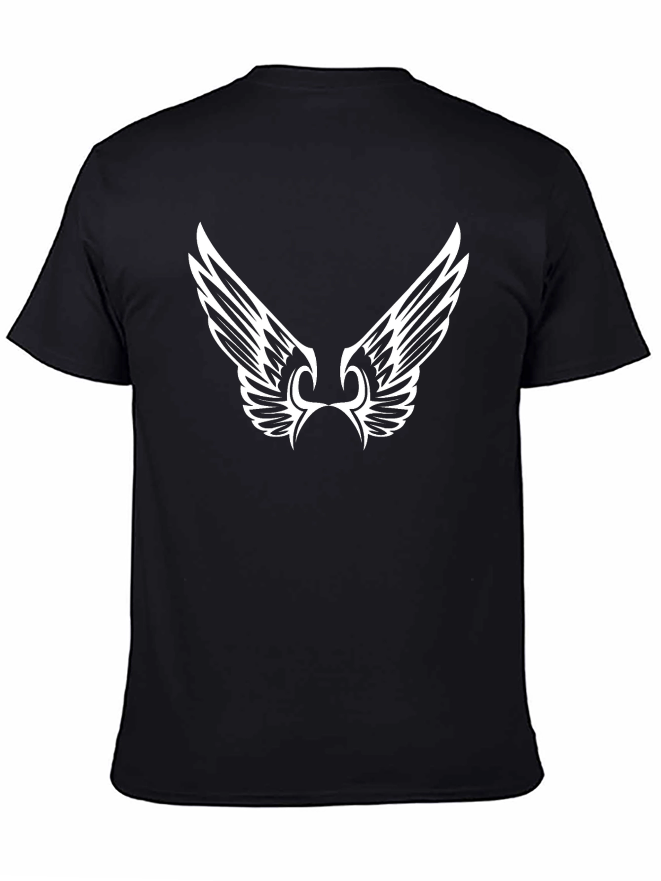 Black Graphic Tee - Angel Wings Design