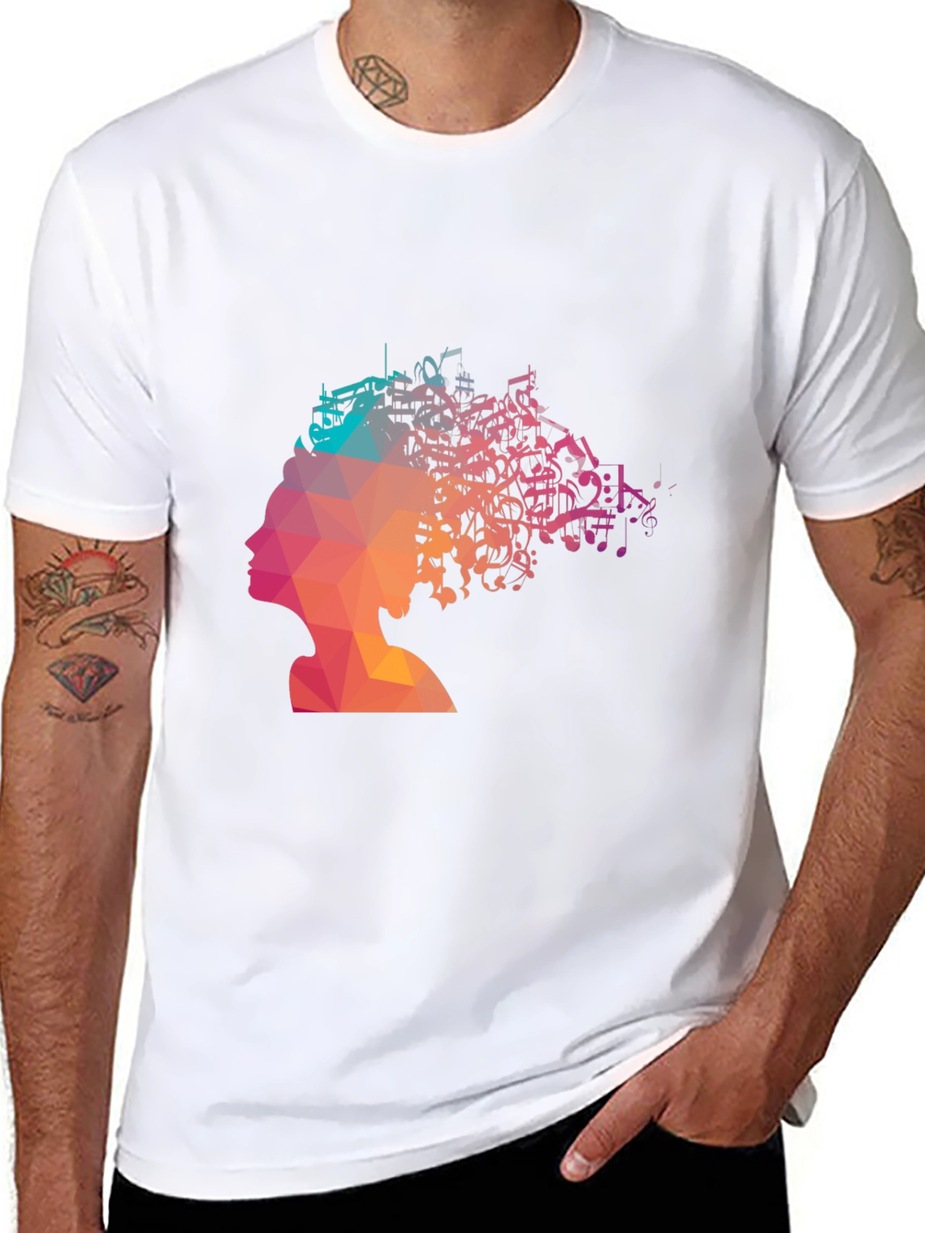 Music Mind T-Shirt - Poly Art Silhouette