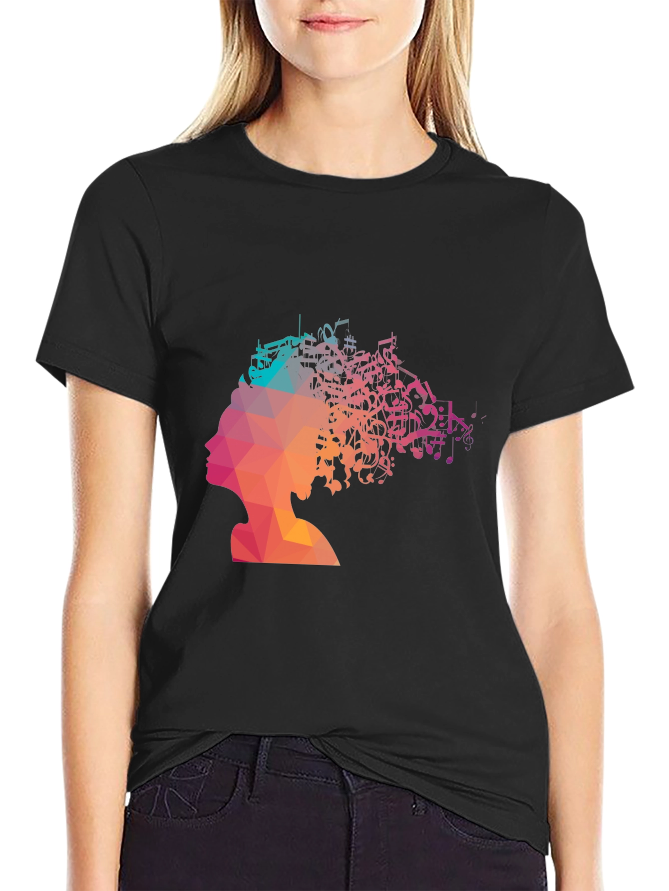 Music Mind T-Shirt - Poly Art Silhouette