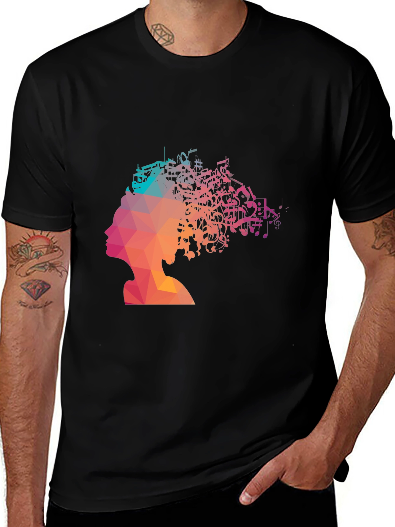 Music Mind T-Shirt - Poly Art Silhouette