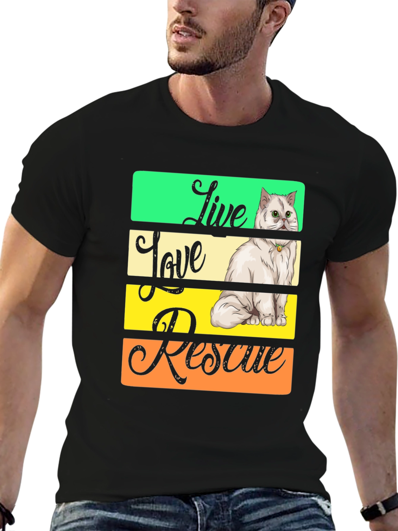 Live Love Rescue Cat Graphic T-Shirt