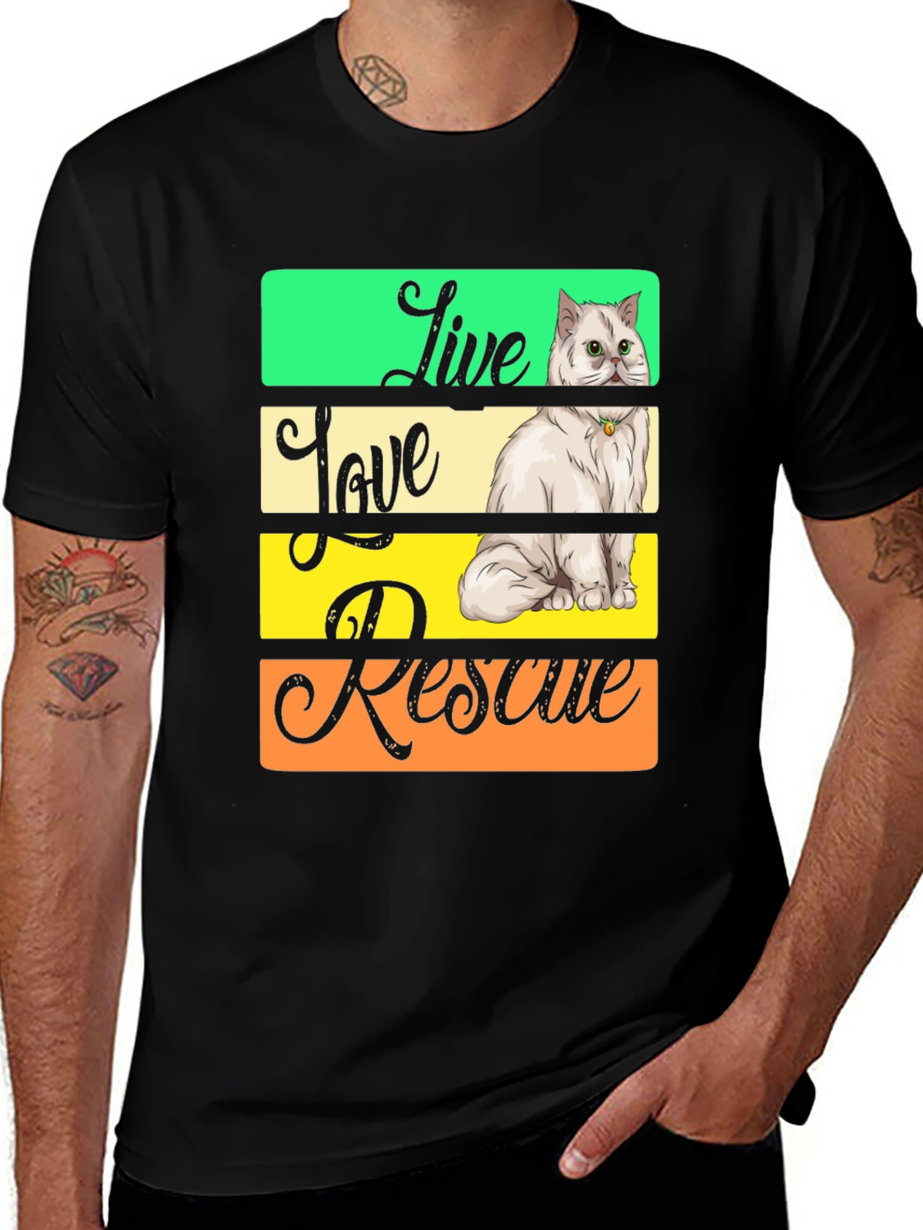Live Love Rescue Cat Graphic T-Shirt