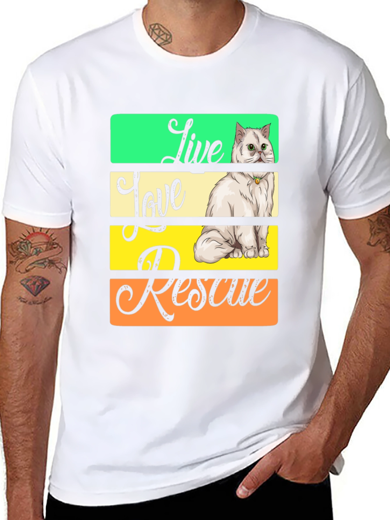 Live Love Rescue Cat Graphic T-Shirt