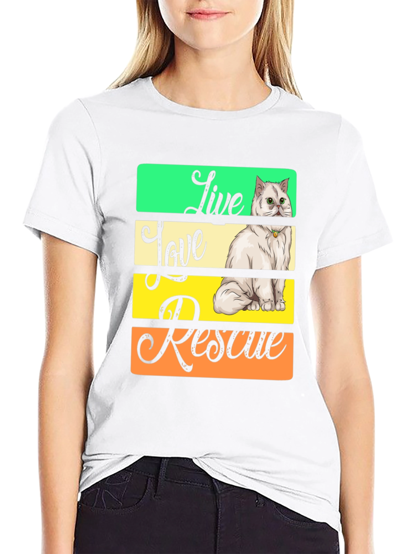 Live Love Rescue Cat Graphic T-Shirt