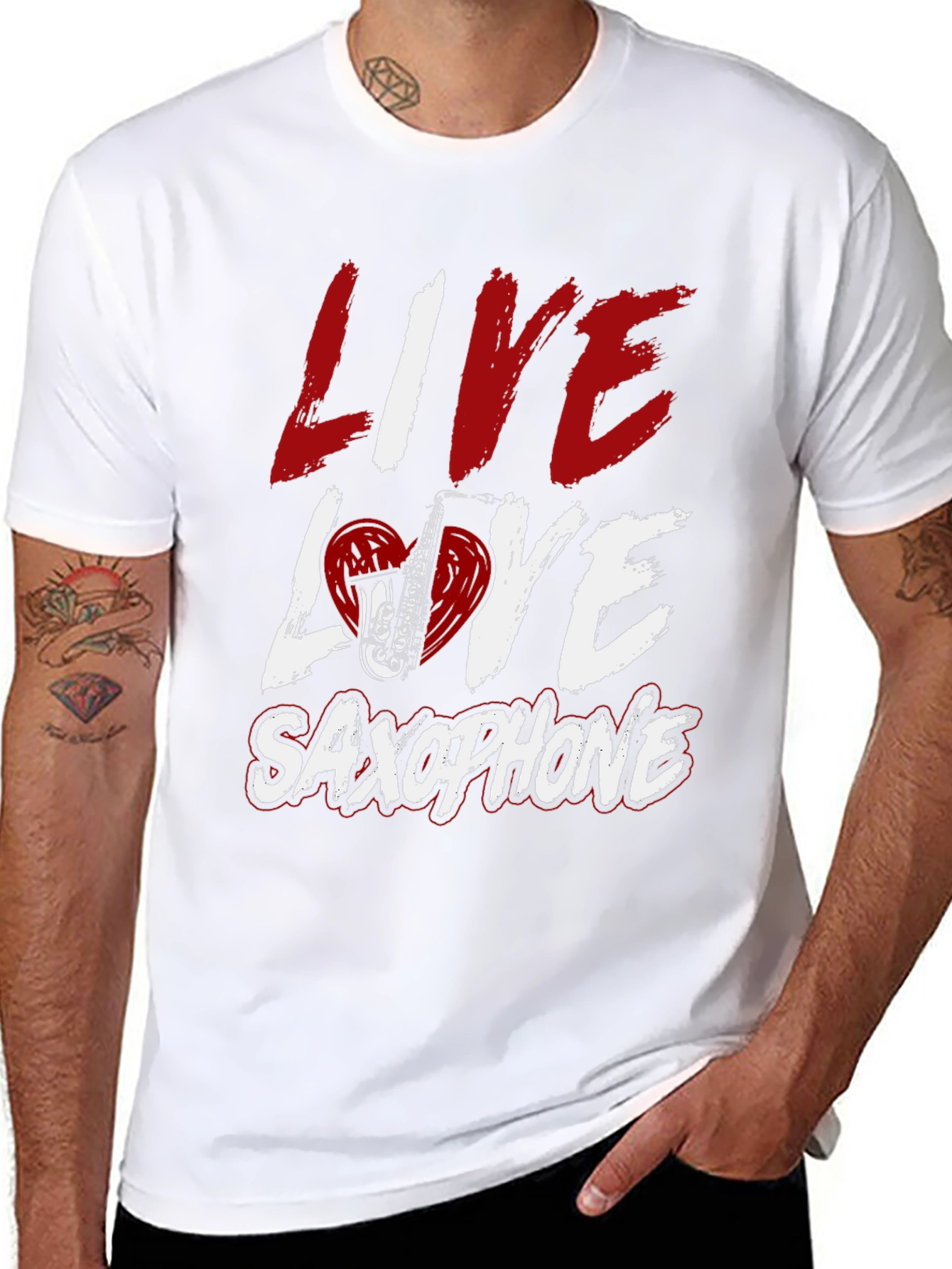 Live Love Saxophone T-Shirt - Music Lover Tee