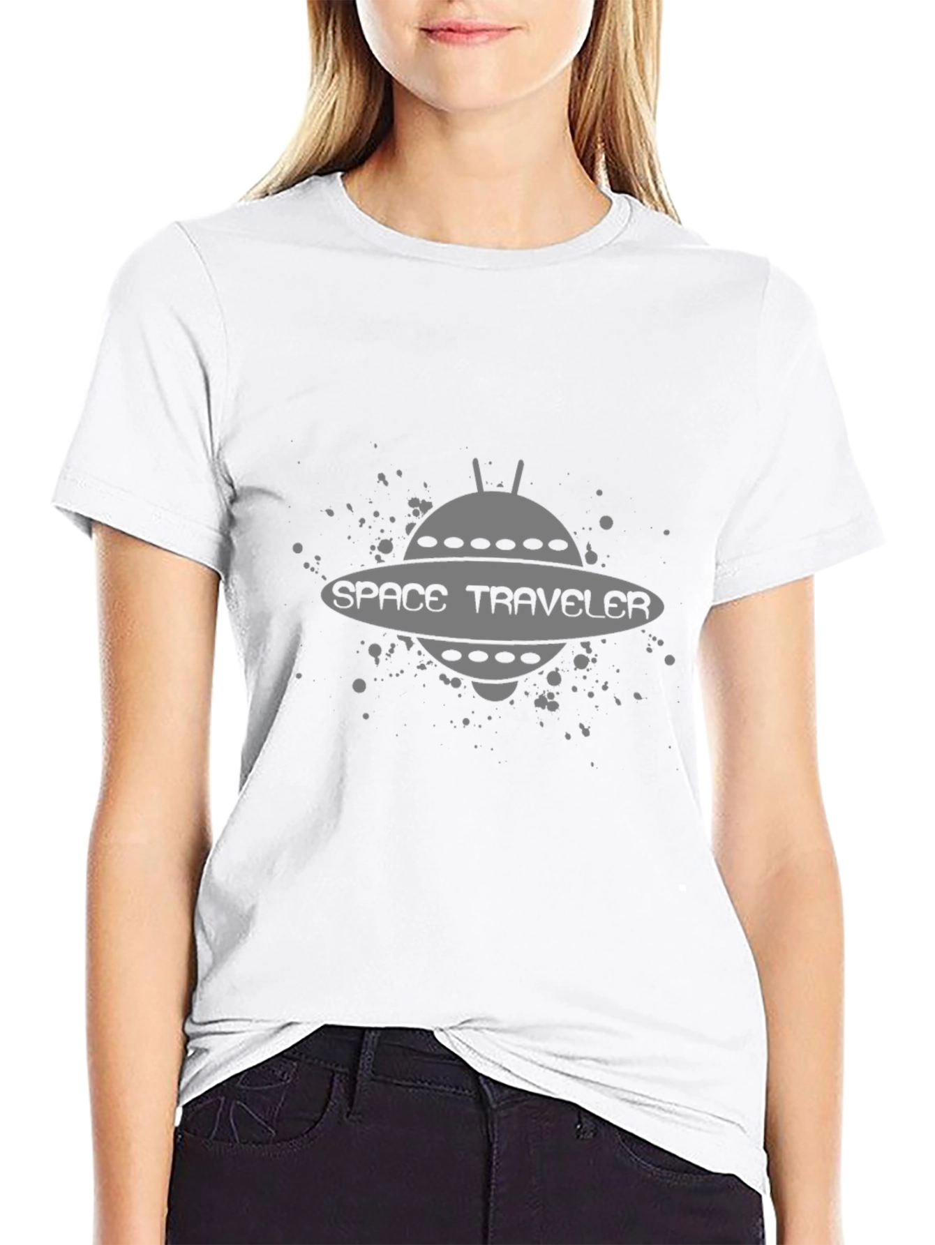 Space Traveler Graphic Tee - Black Cotton Comfort