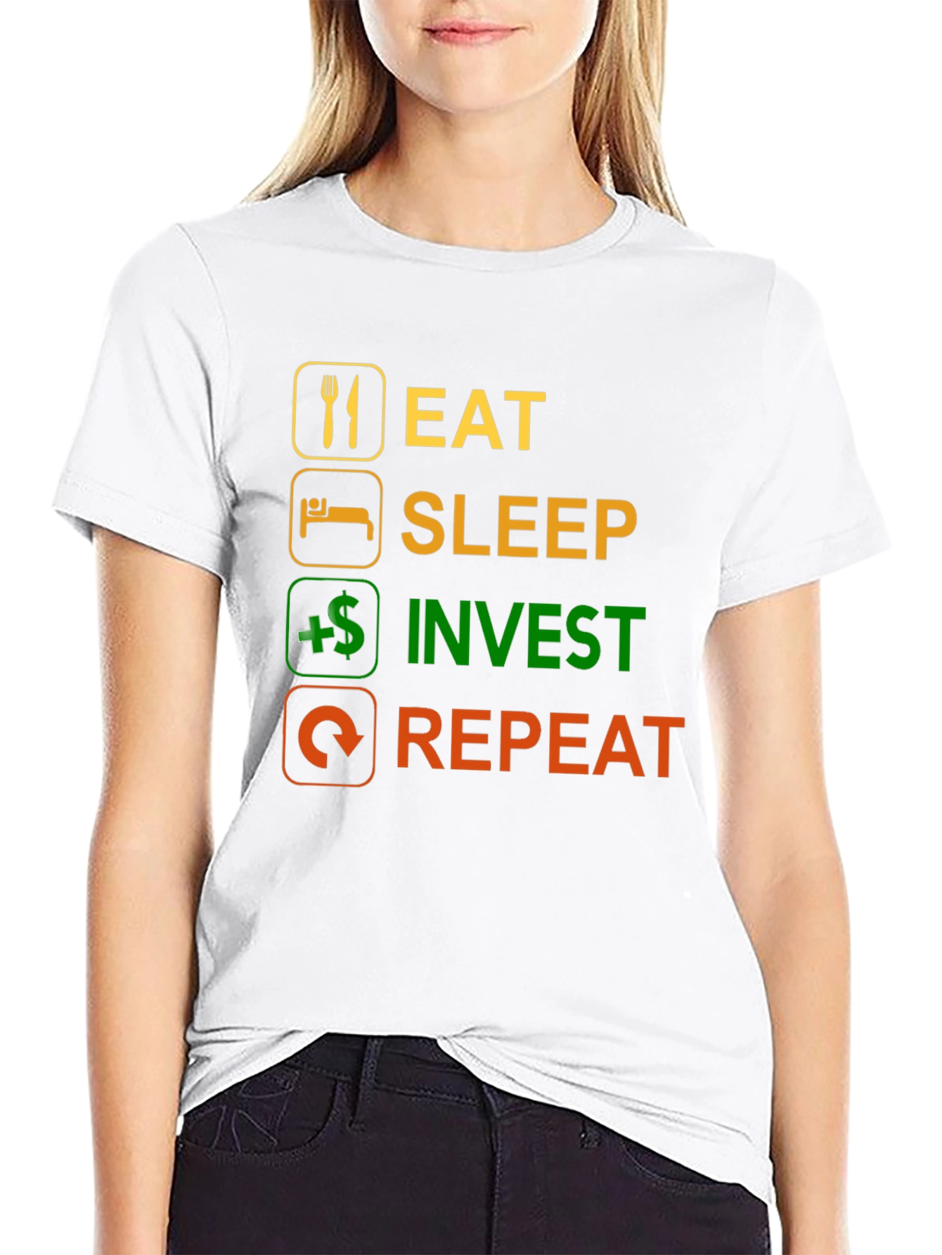 Eat Sleep Invest Repeat Black T-Shirt