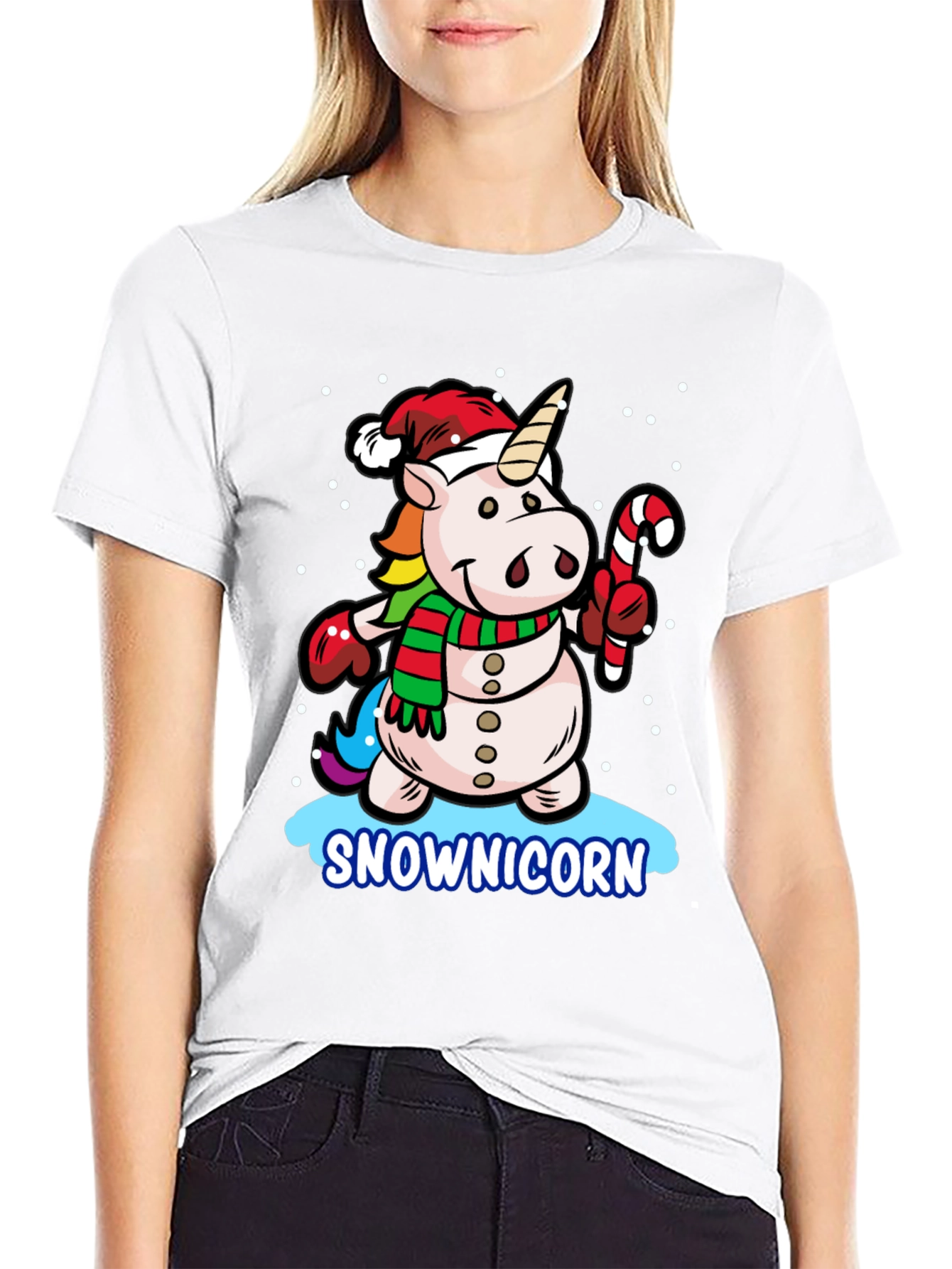 Snowman Unicorn Christmas Graphic Tee