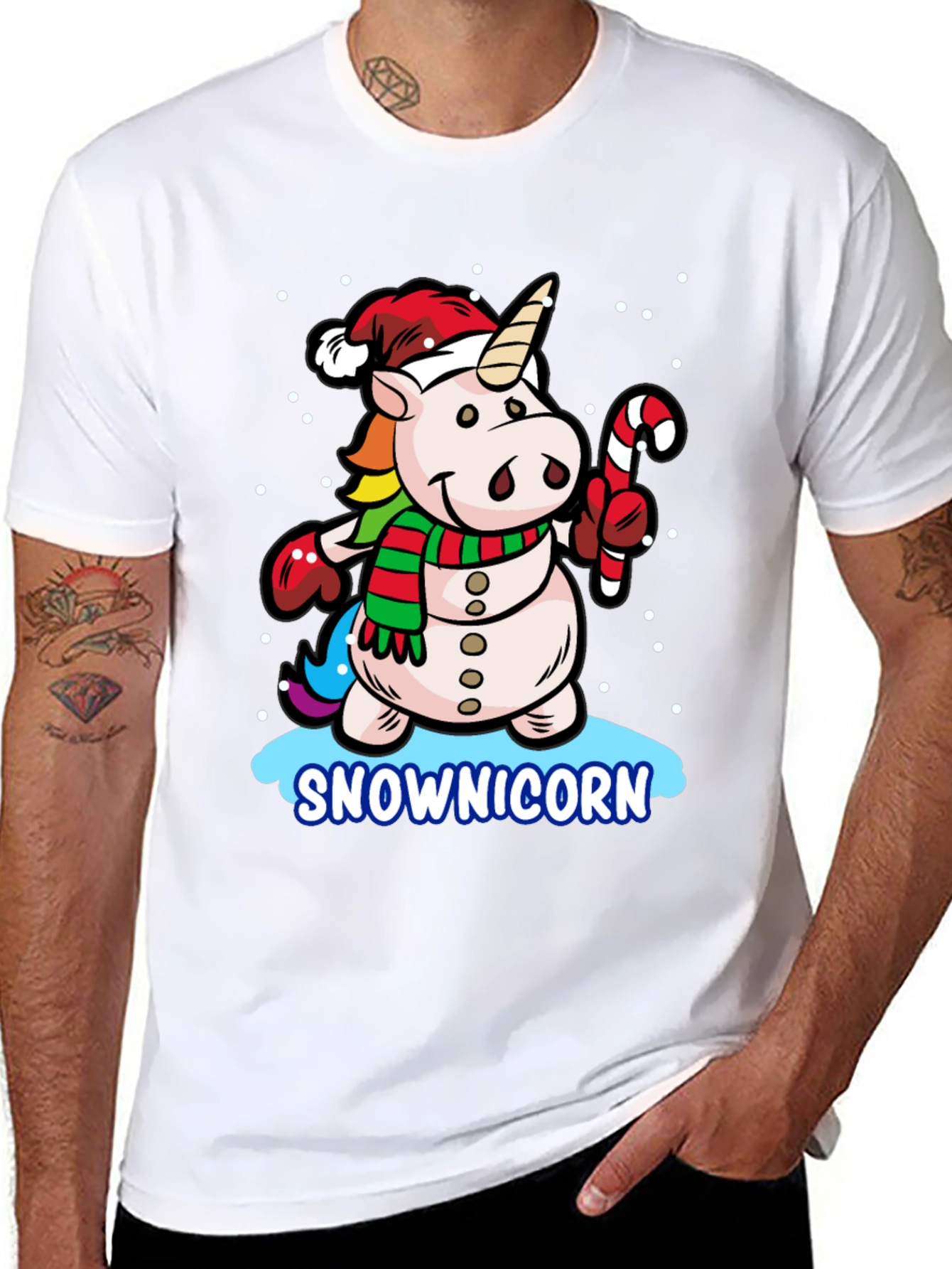 Snowman Unicorn Christmas Graphic Tee