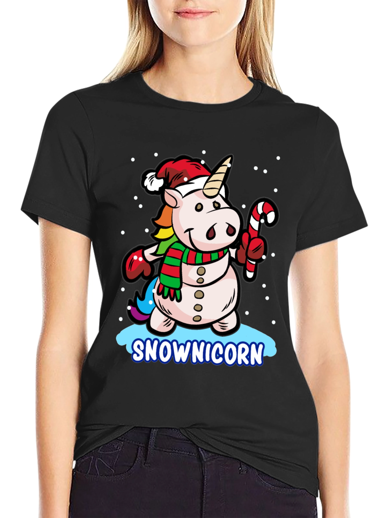 Snowman Unicorn Christmas Graphic Tee