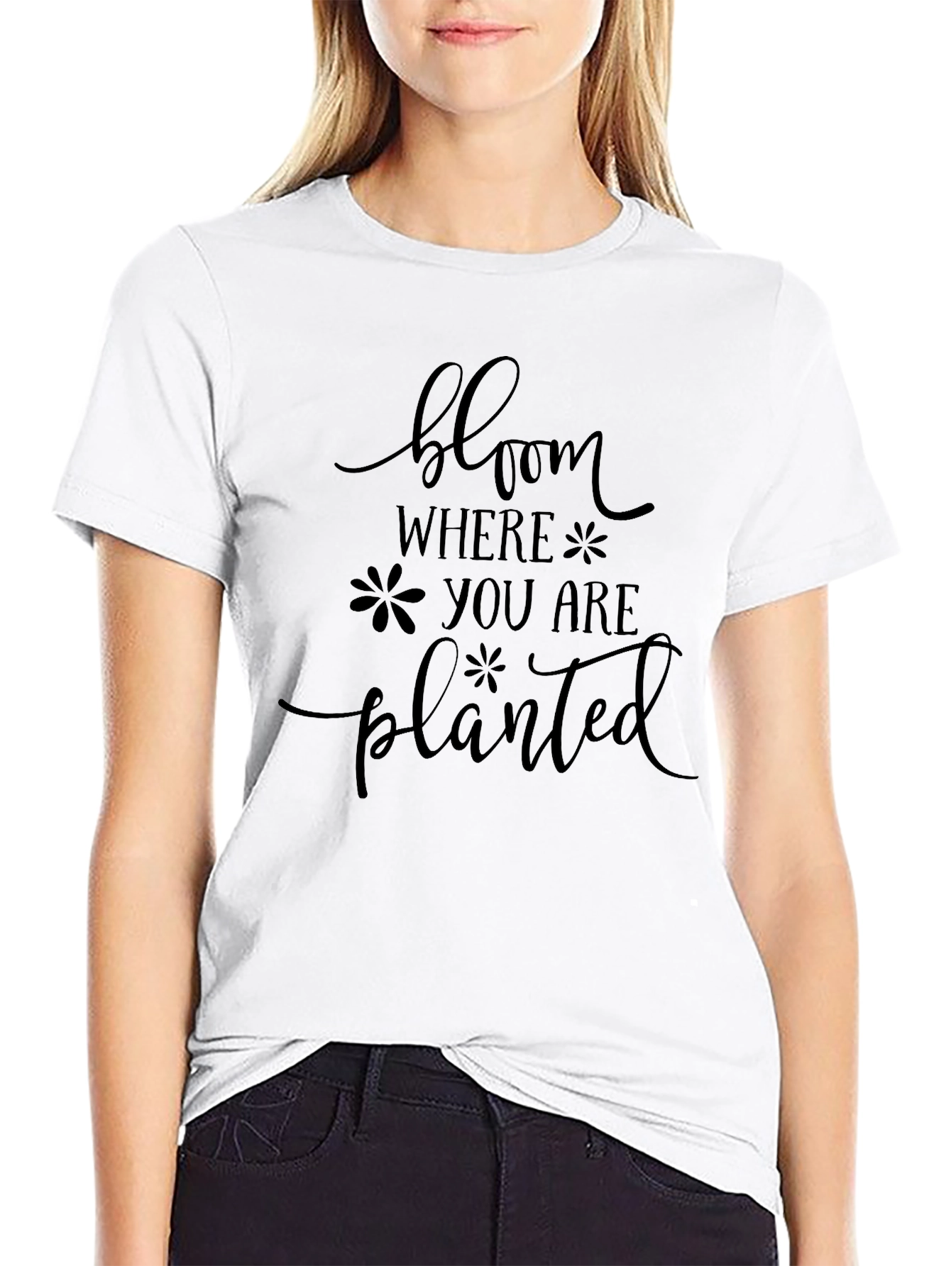 Bloom Where You Are Planted Black T-Shirt