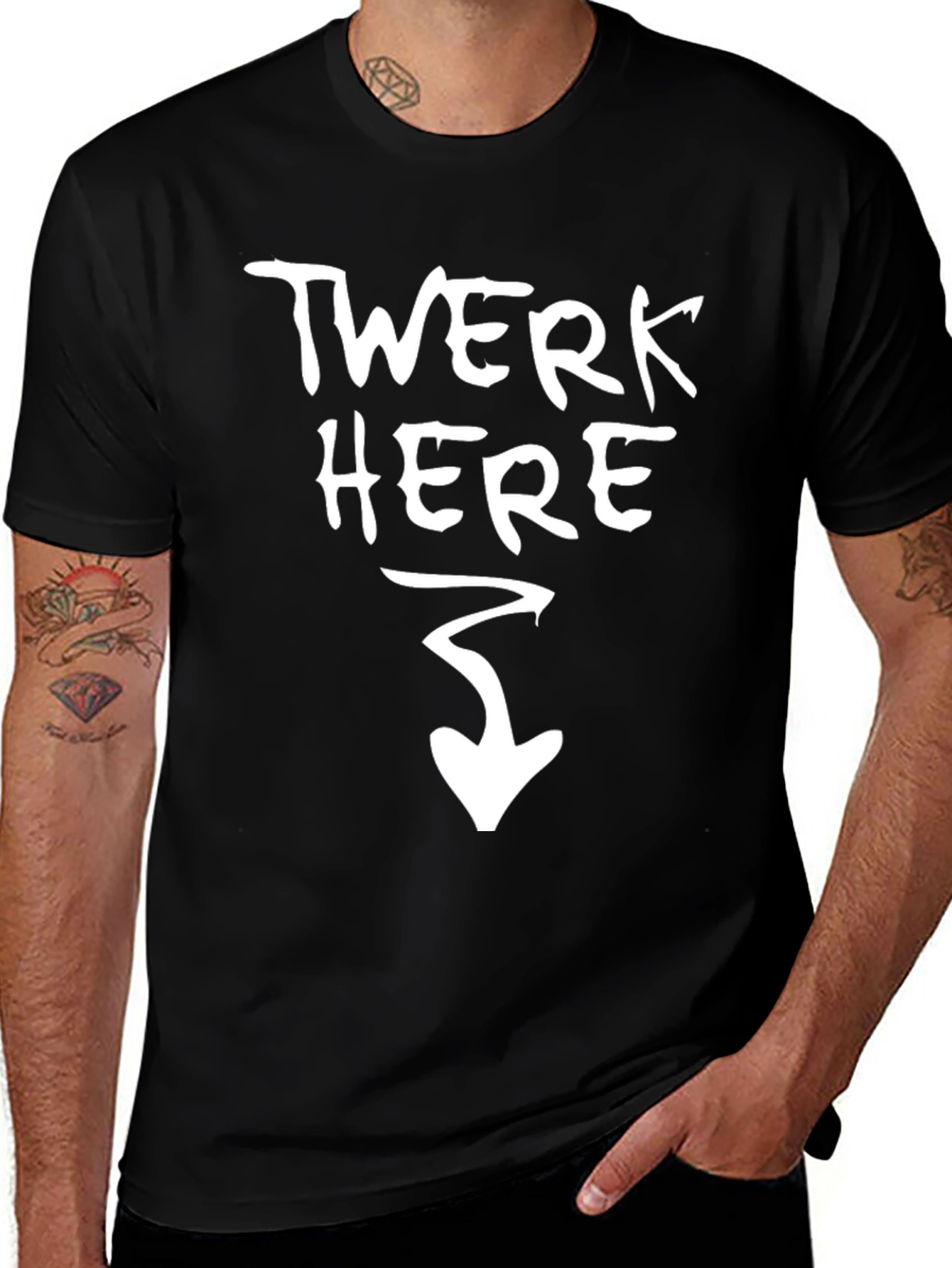 Twerk Here Graphic Tee - Black Cotton Casual Shirt