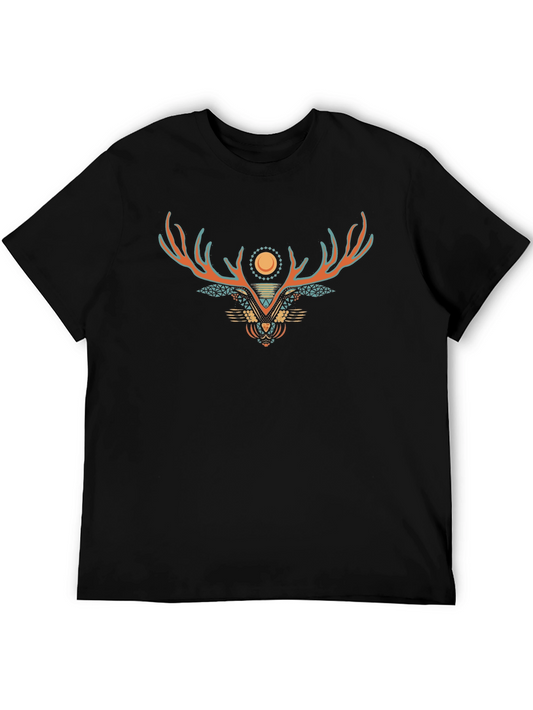 Graphic Print Tee - Geometric Deer Design
