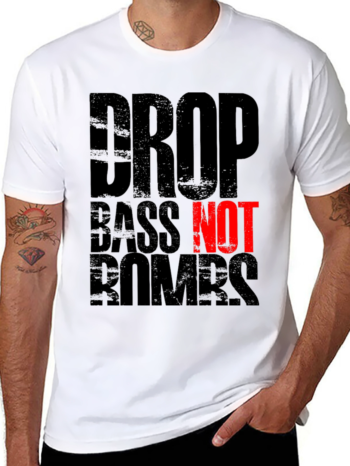 Drop Bass Not Bombs Graphic Tee - Black