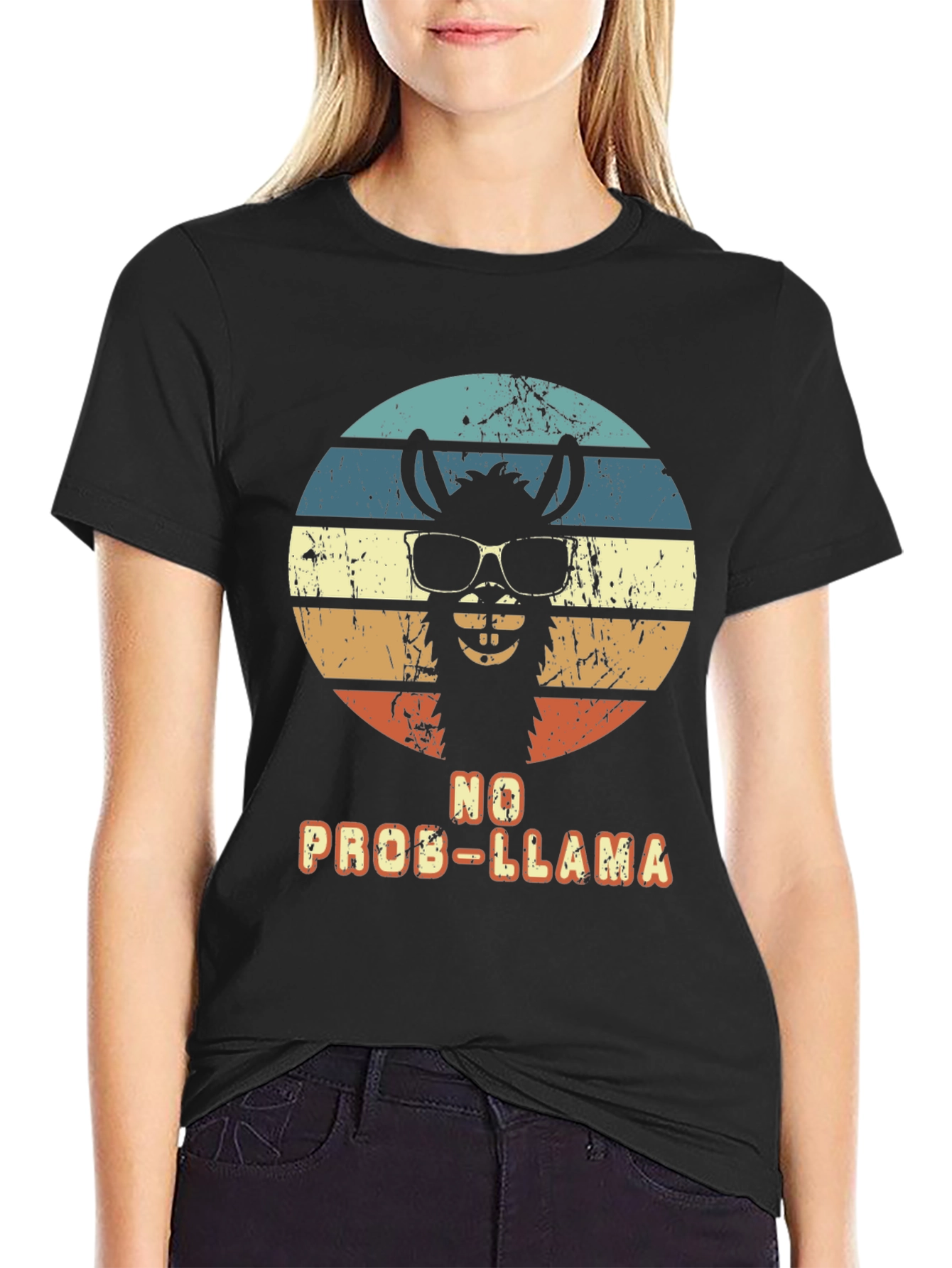 No Prob-Llama T-Shirt - Retro Alpaca Design
