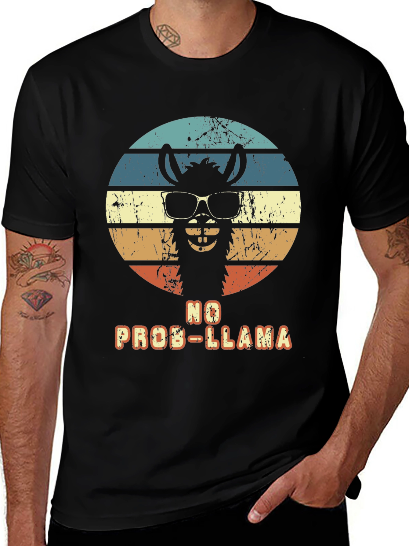 No Prob-Llama T-Shirt - Retro Alpaca Design