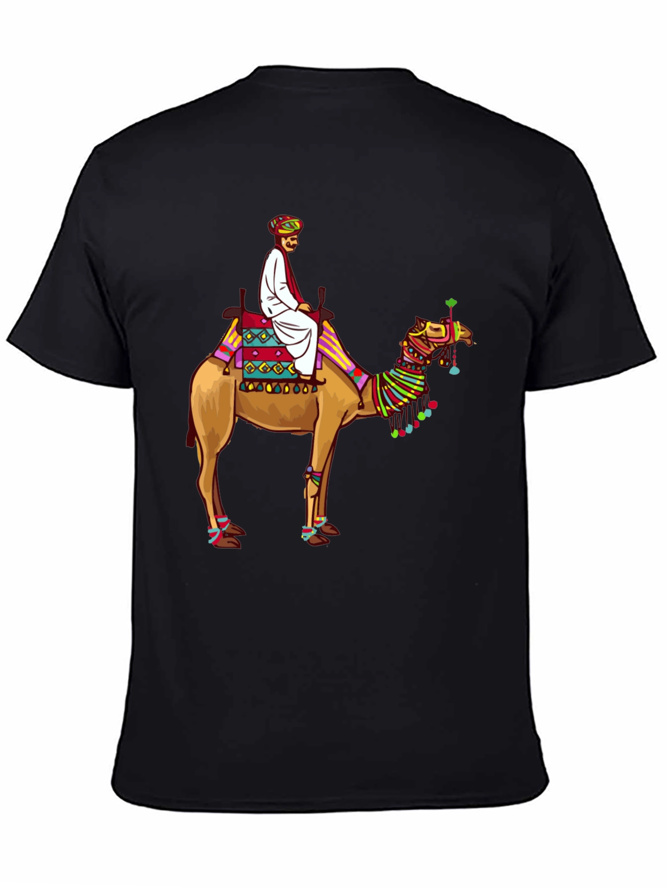 Camel Rider Graphic Tee - Black Cotton T-Shirt