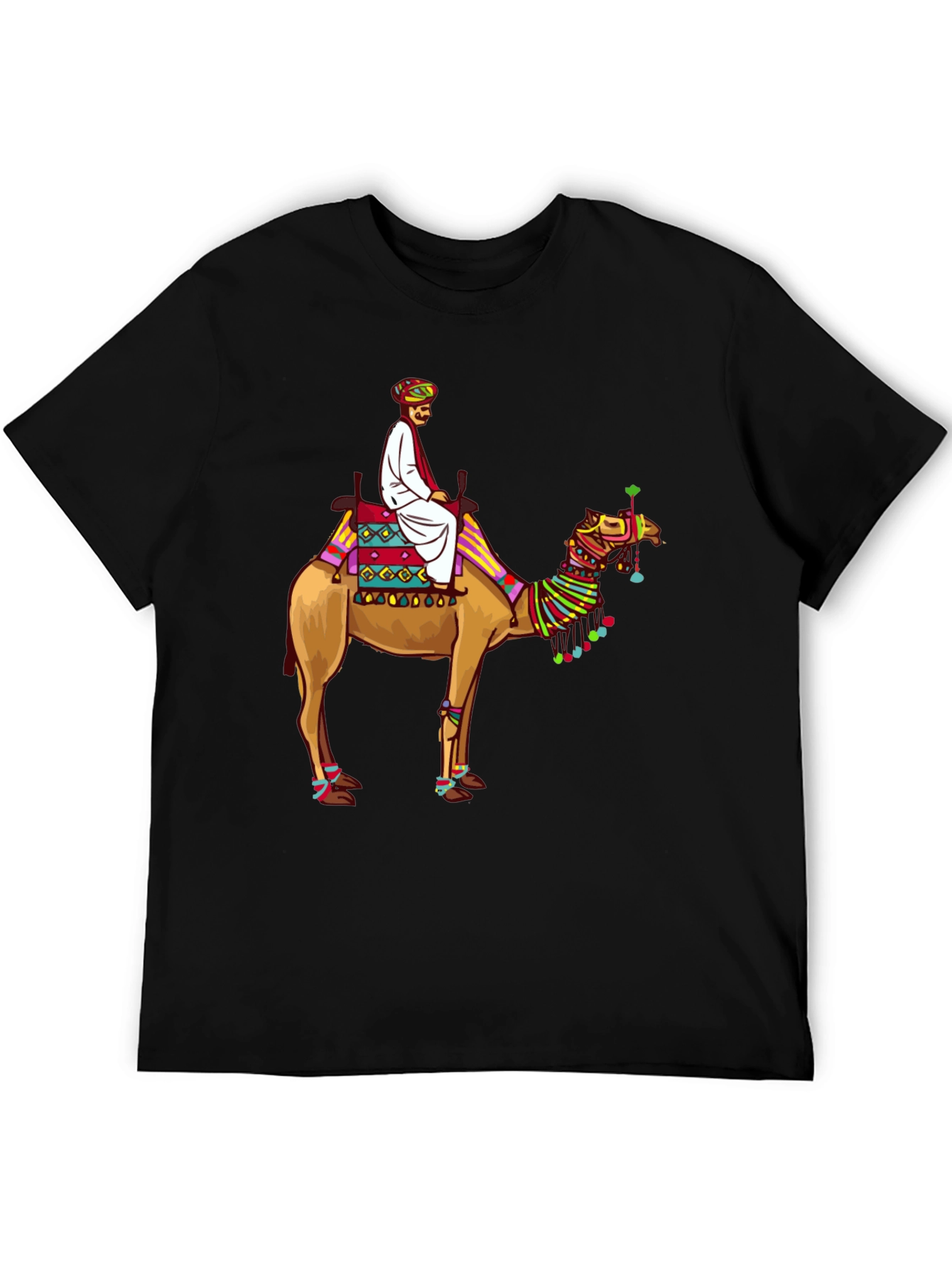 Camel Rider Graphic Tee - Black Cotton T-Shirt