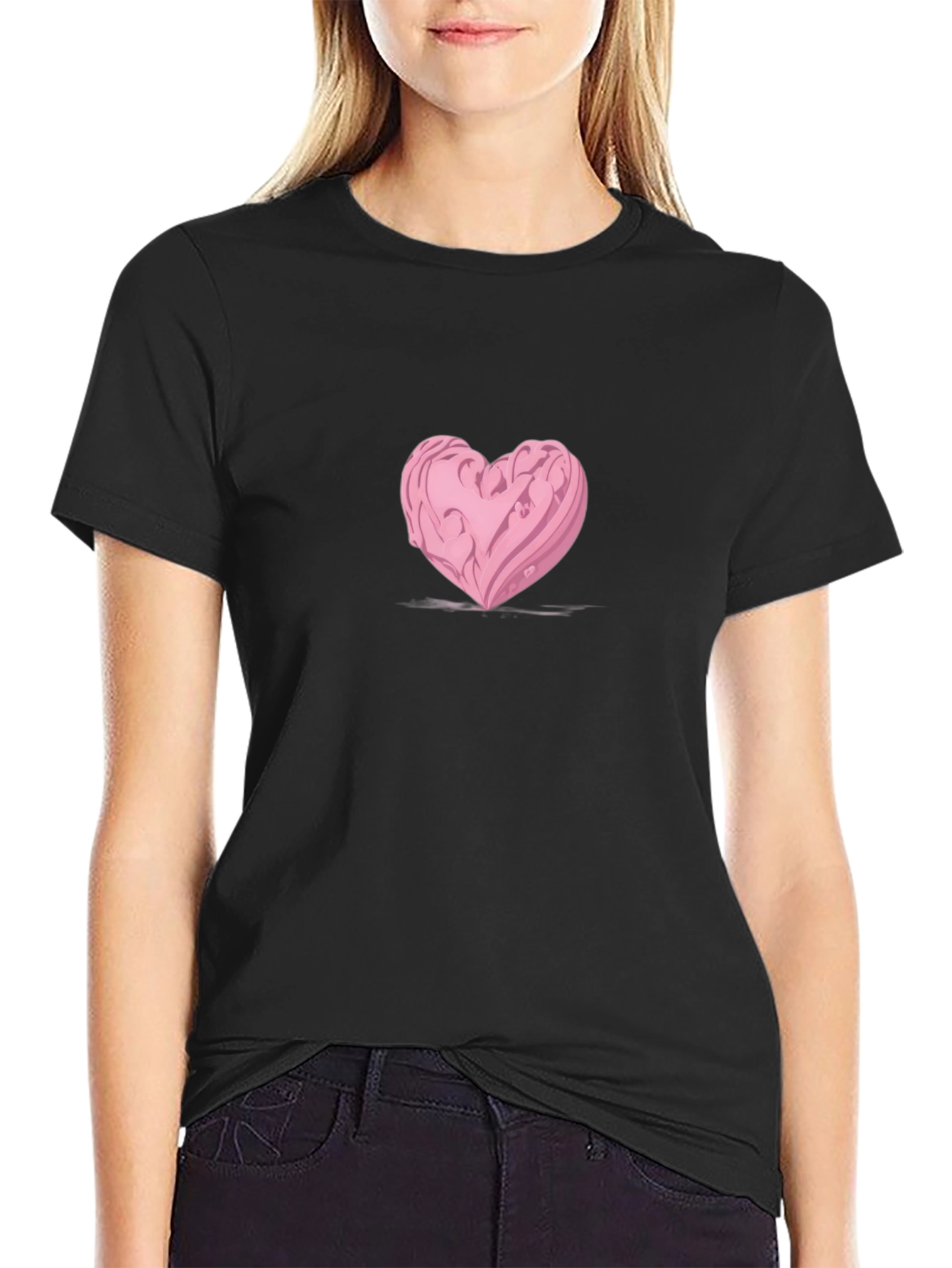 Heart Graphic Black Tee - Modern Casual Style