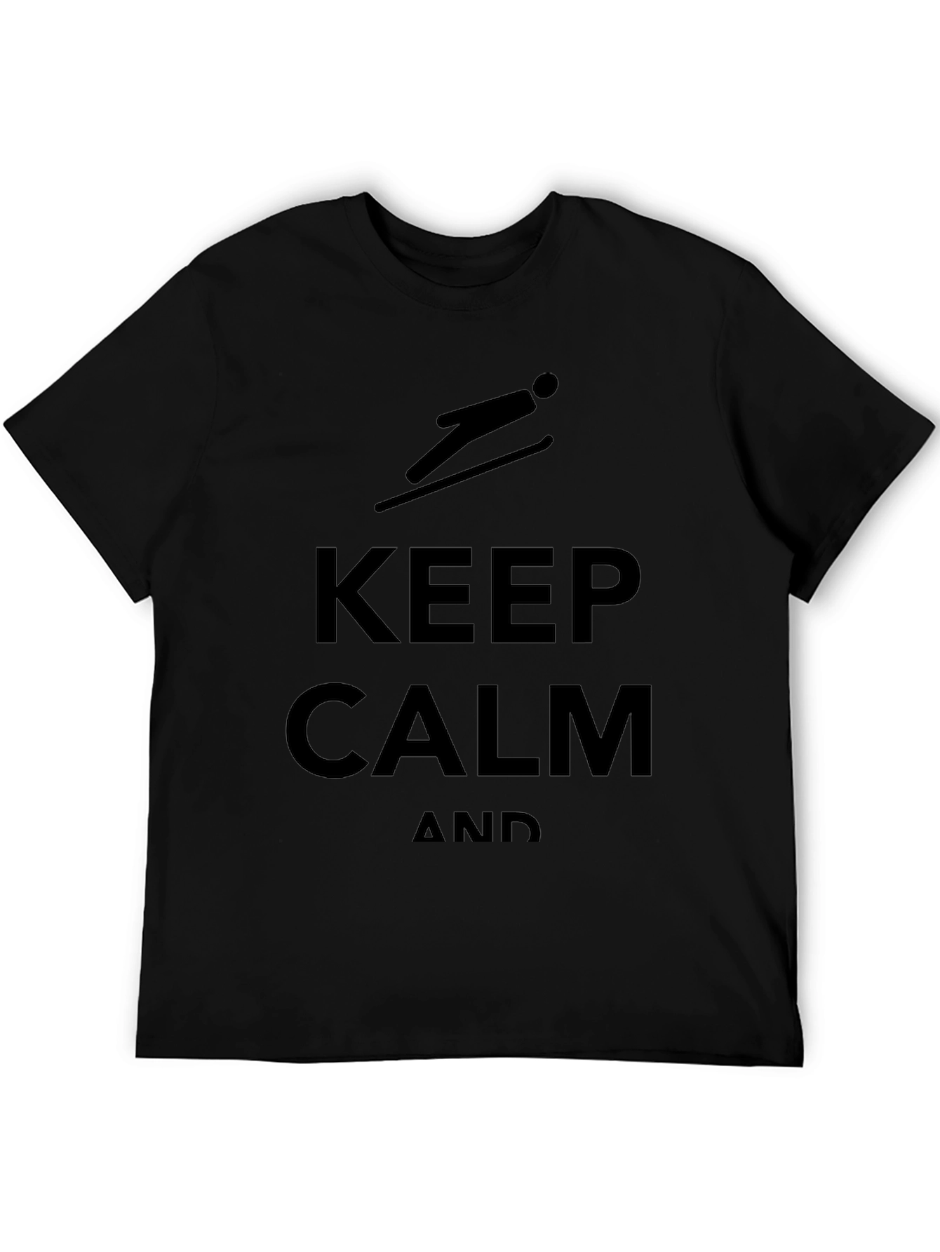 Keep Calm and Ski Black Graphic Tee