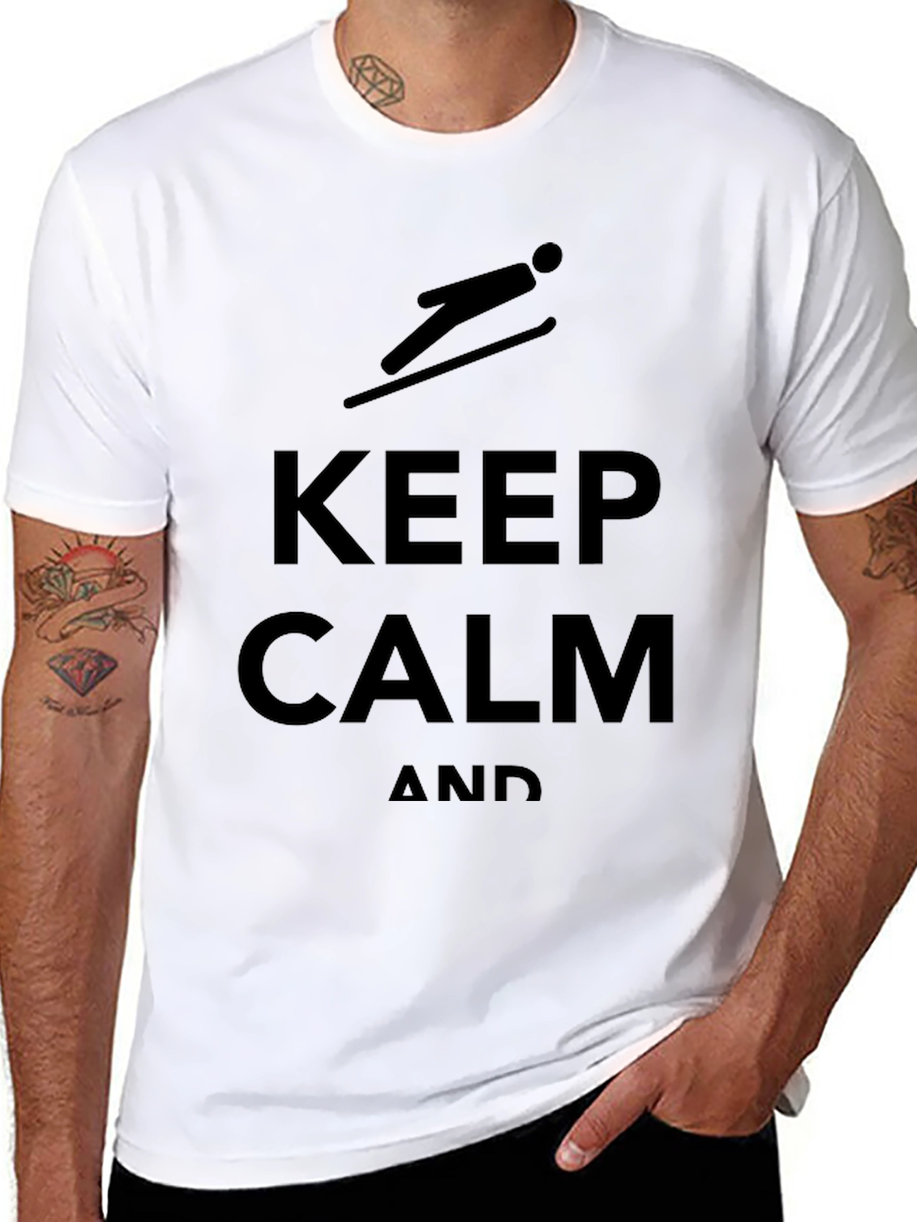 Keep Calm and Ski Black Graphic Tee
